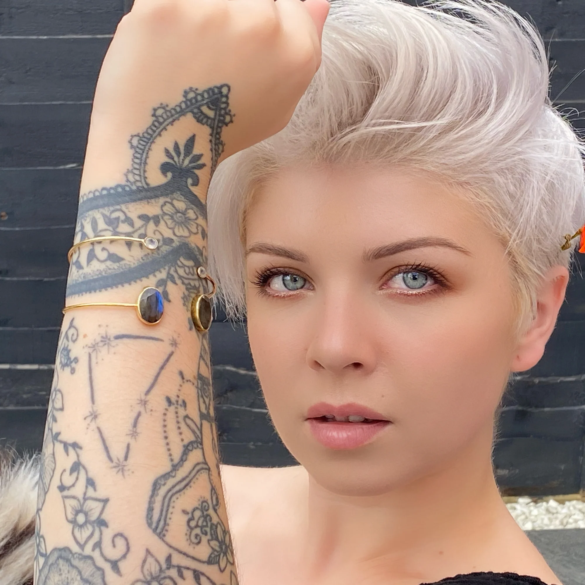 14K Gold Vermeil Labradorite Gemstone Cuff Bracelet - Image 7