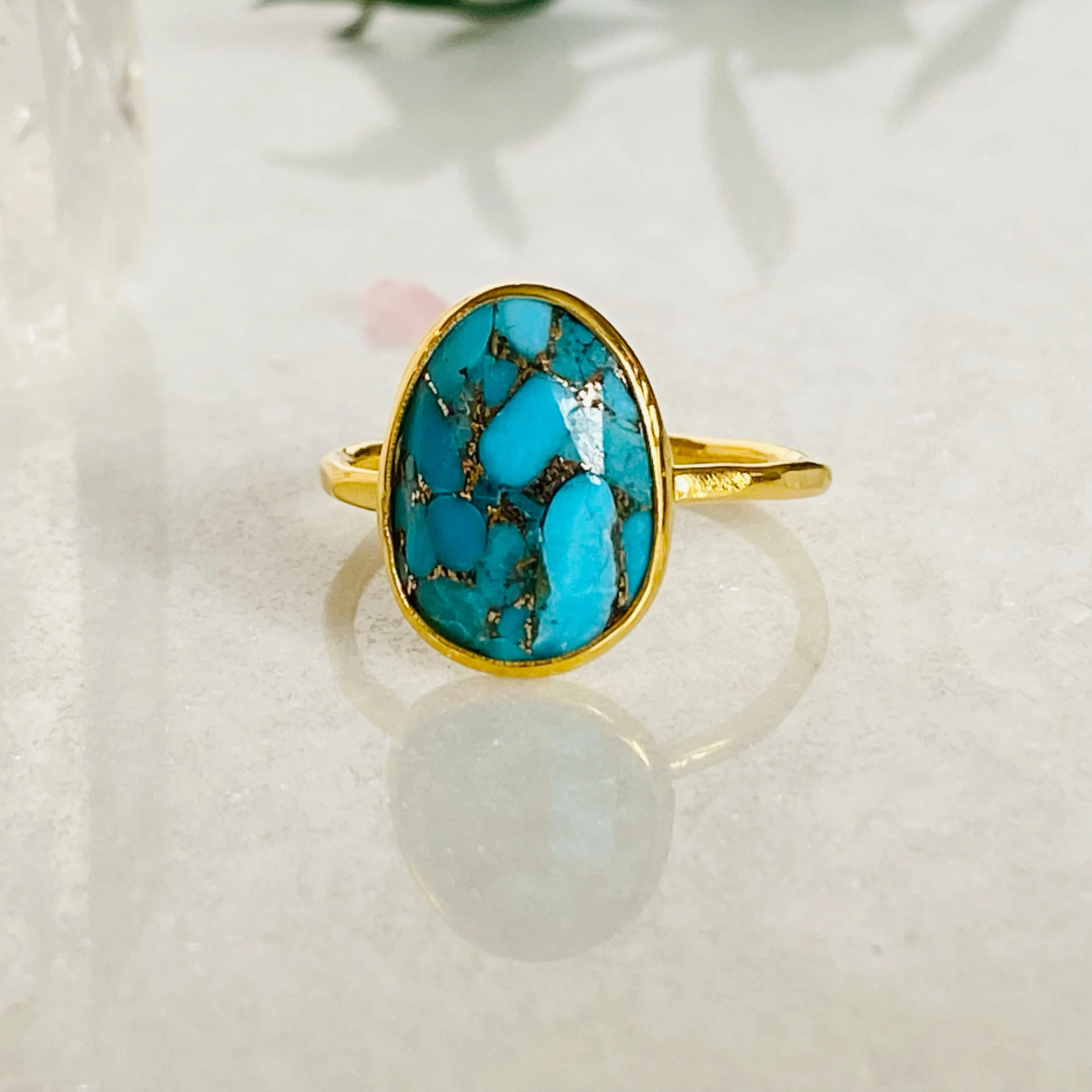 18kt Gold Vermeil Turquoise Ring - Image 4