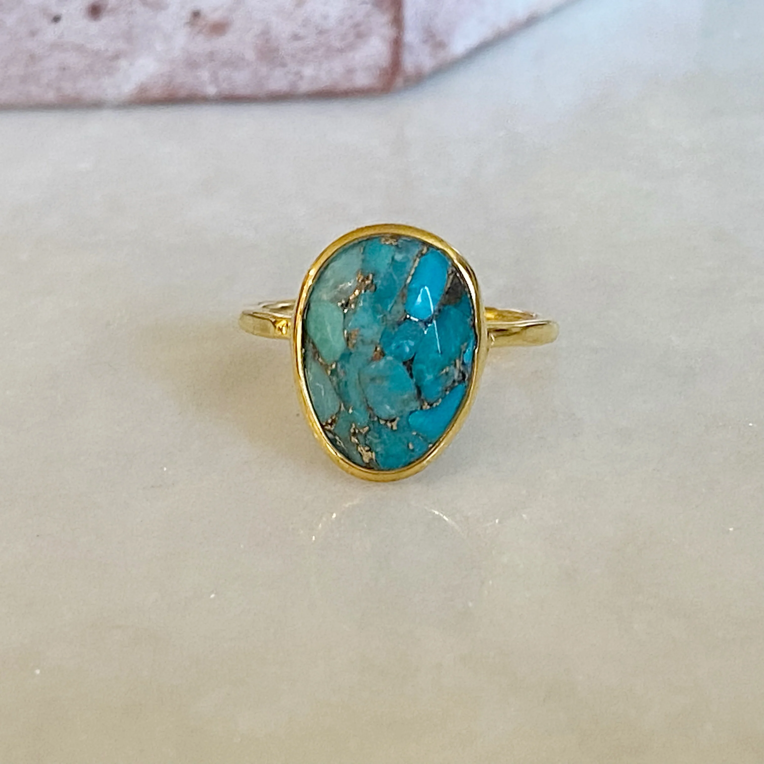 18kt Gold Vermeil Turquoise Ring - Image 6