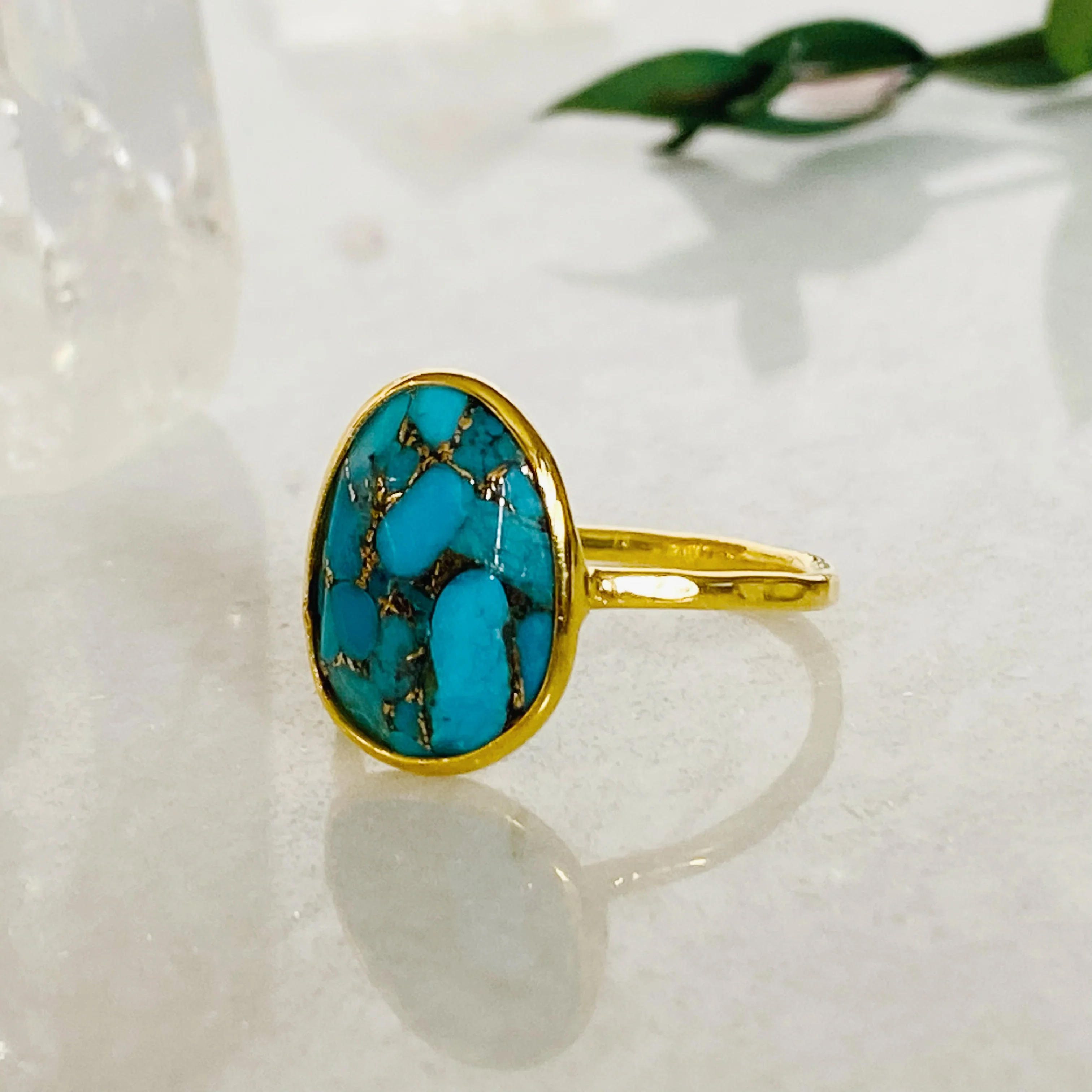 18kt Gold Vermeil Turquoise Ring - Image 9