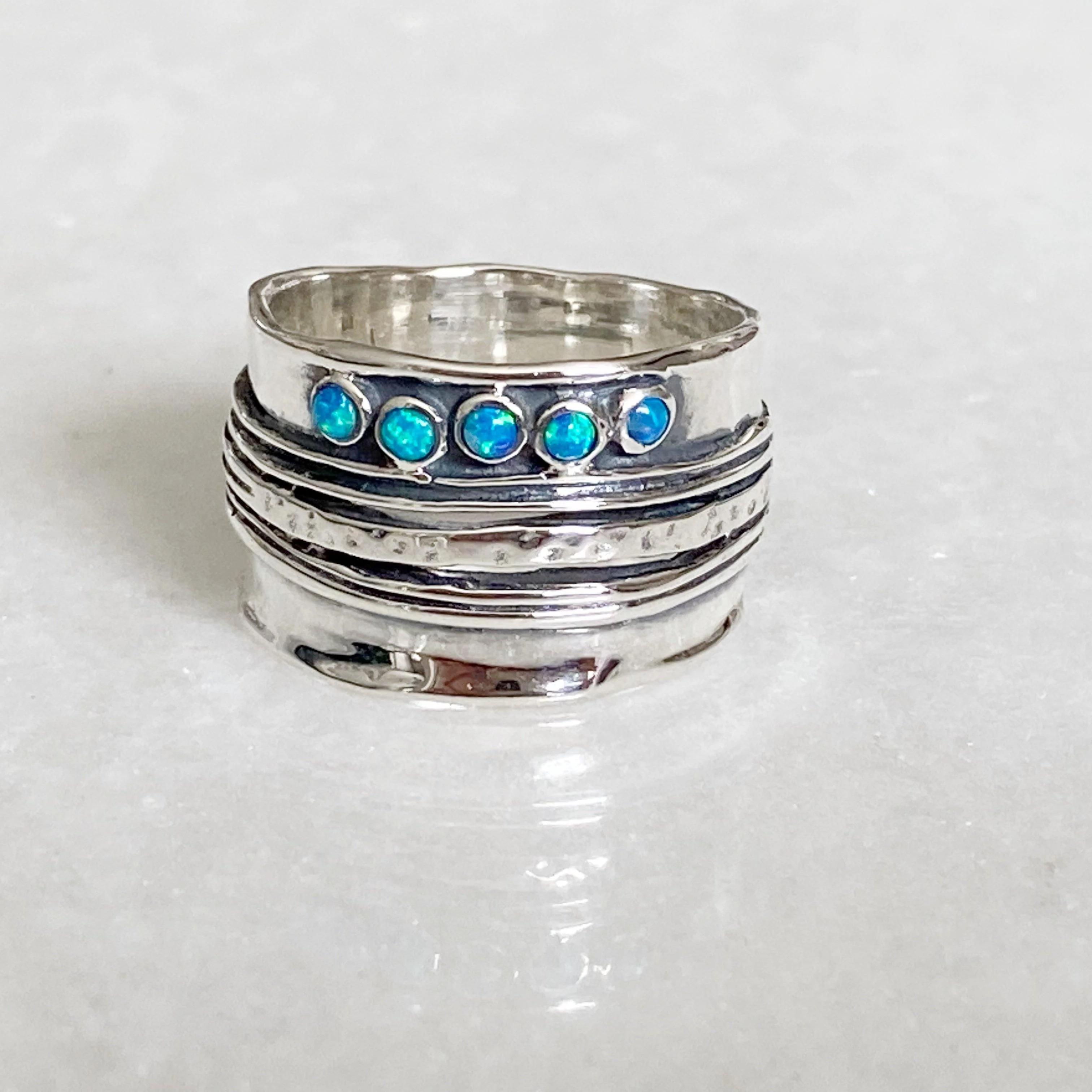 Astral Blue Opal Silver Ring -NEW - Image 3