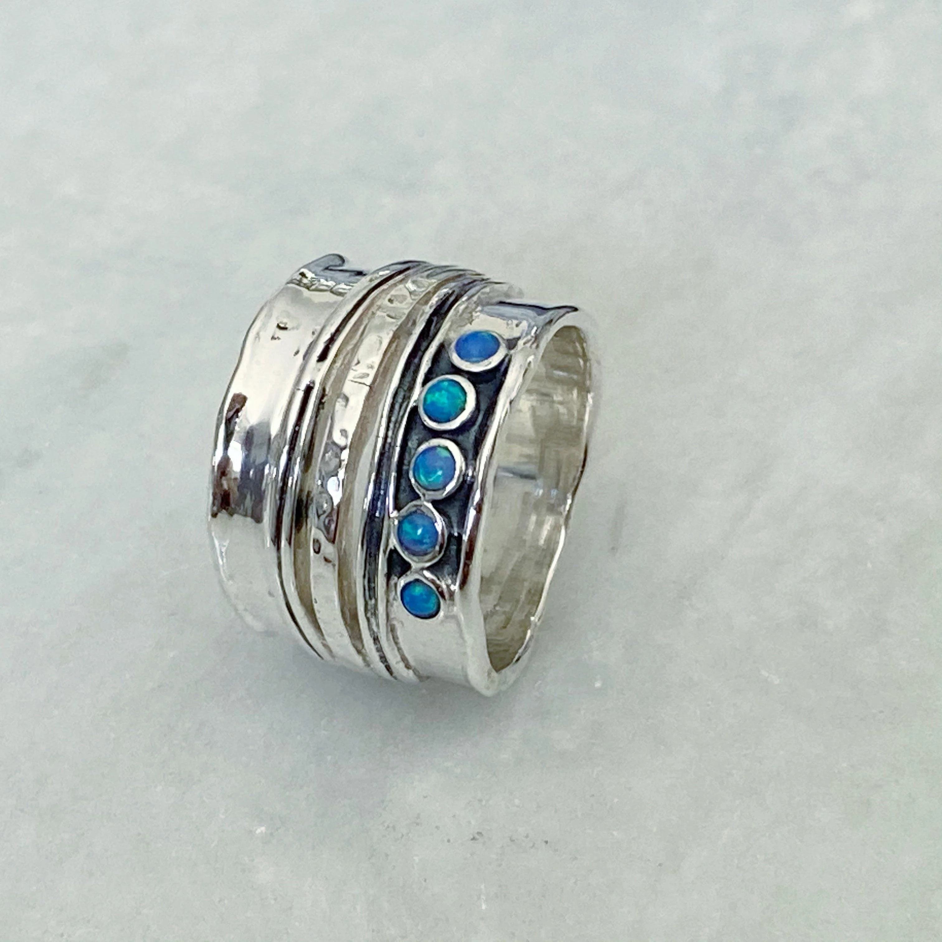 Astral Blue Opal Silver Ring -NEW - Image 4