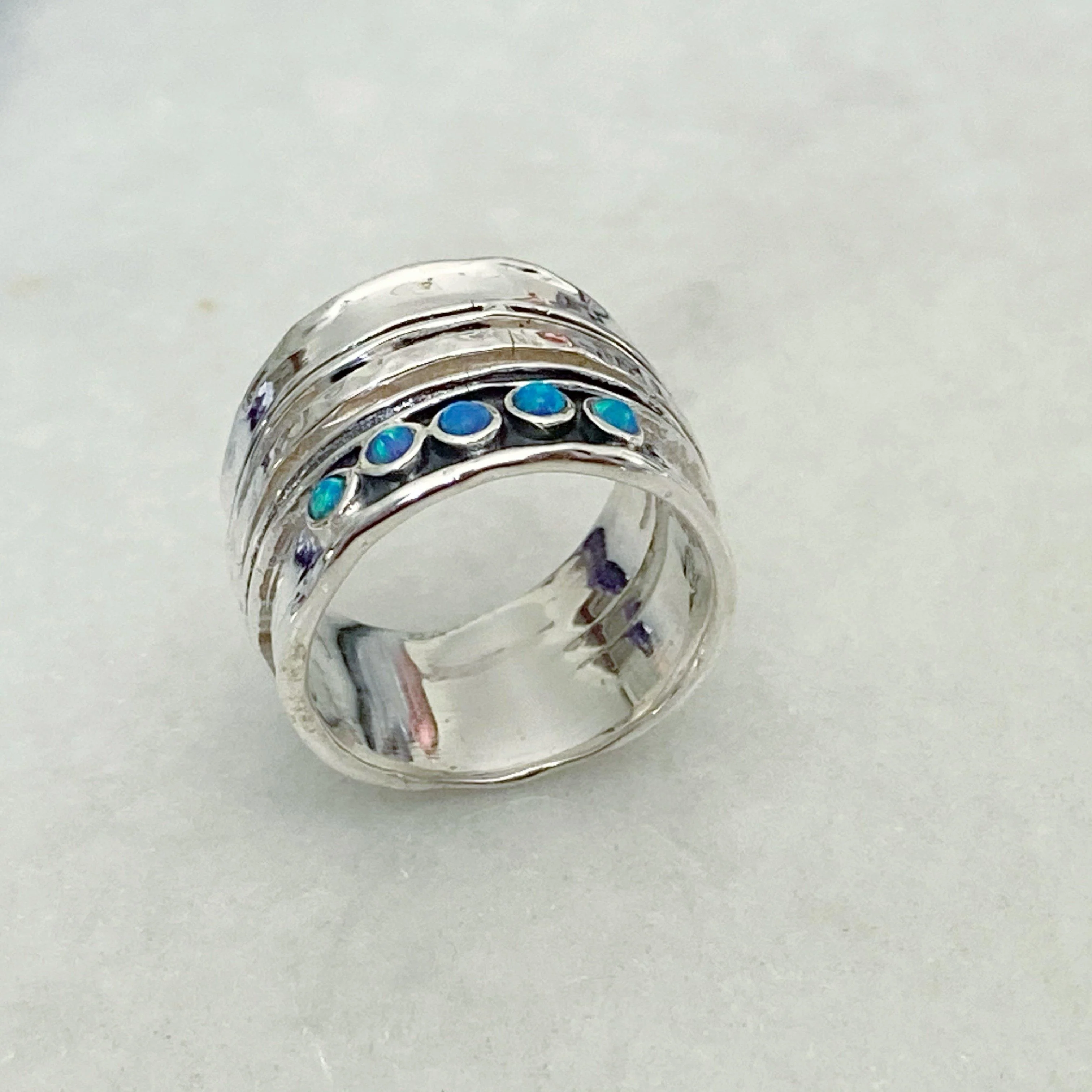 Astral Blue Opal Silver Ring -NEW - Image 5