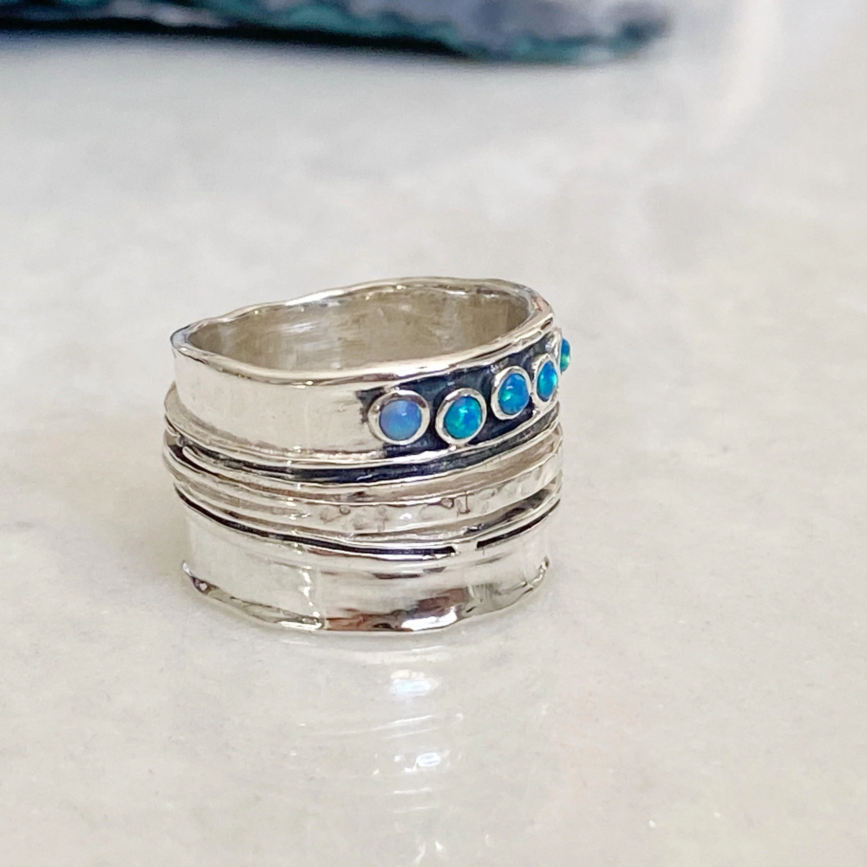 Astral Blue Opal Silver Ring -NEW - Image 7