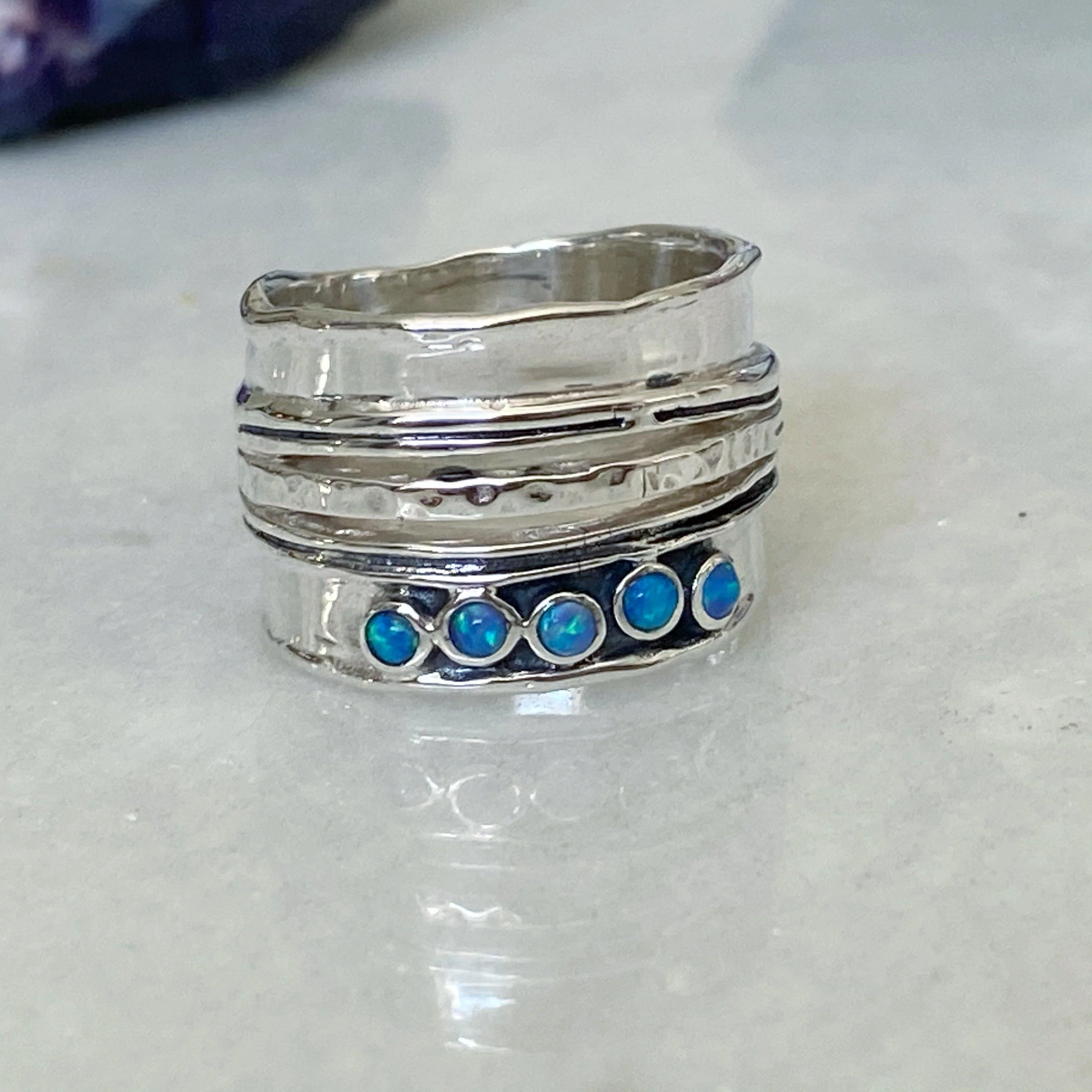 Astral Blue Opal Silver Ring -NEW - Image 8
