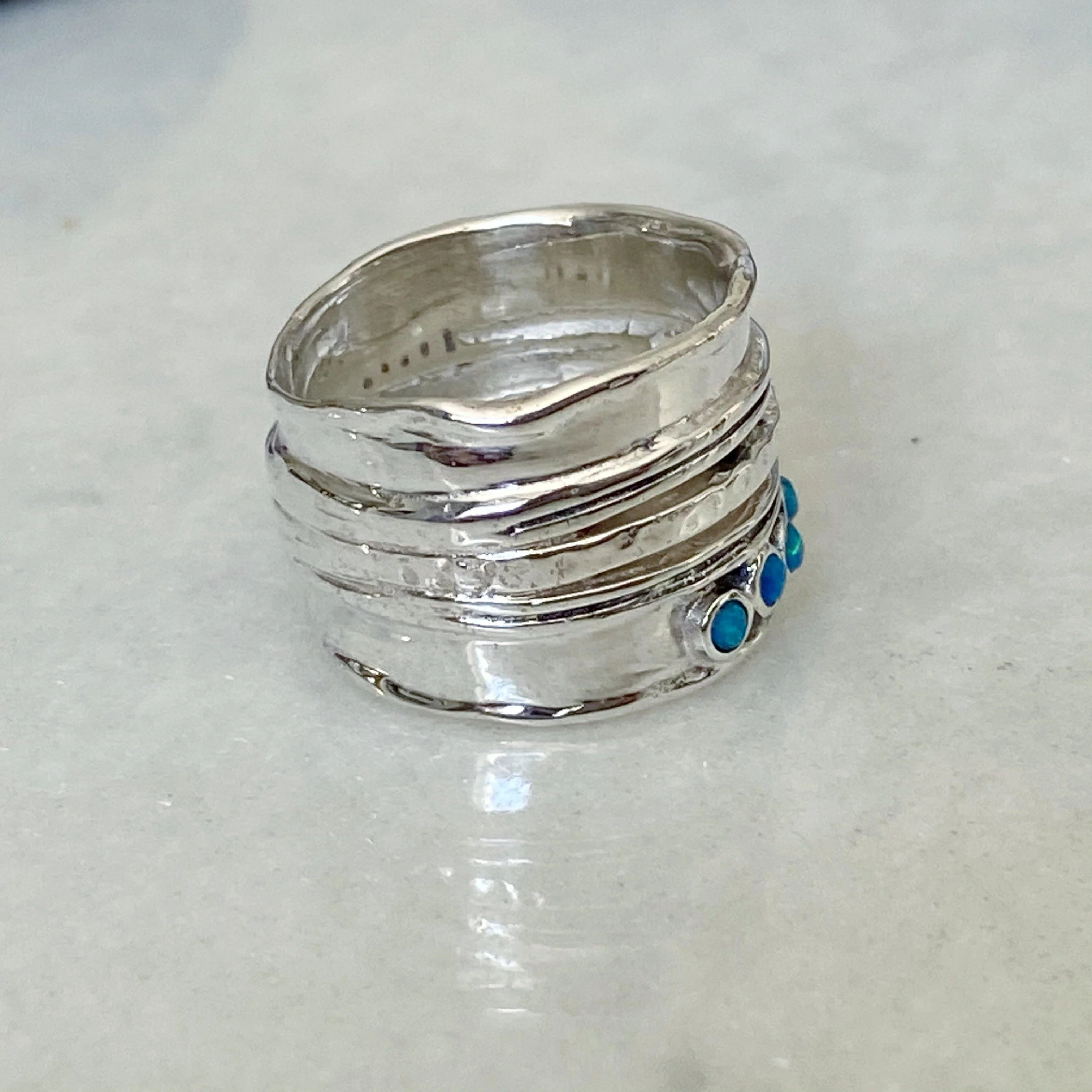 Astral Blue Opal Silver Ring -NEW - Image 9