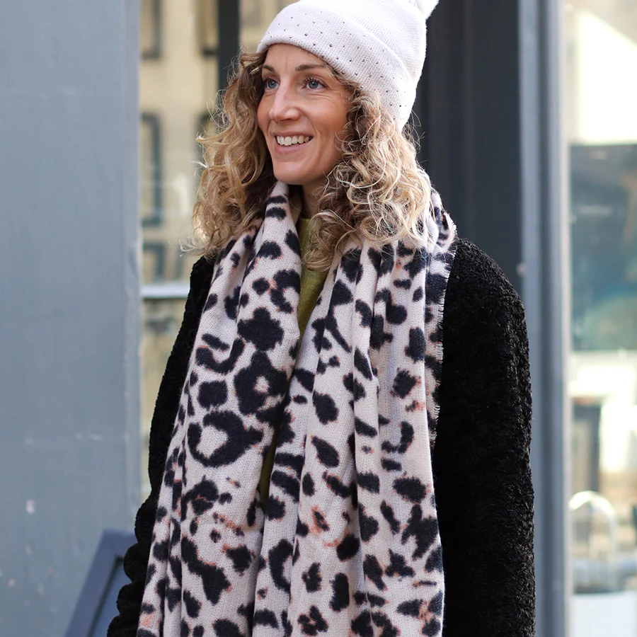 Beige Animal Print Soft Scarf - Image 3