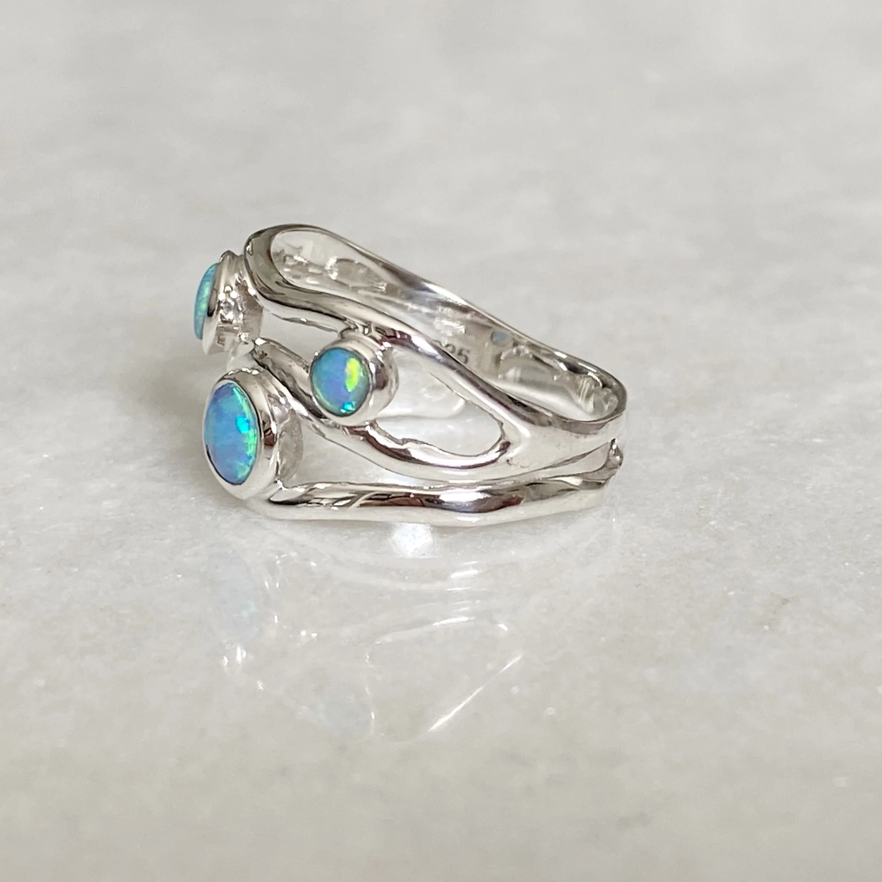 Zenia Blue Opal Sterling Silver Ring - Image 11