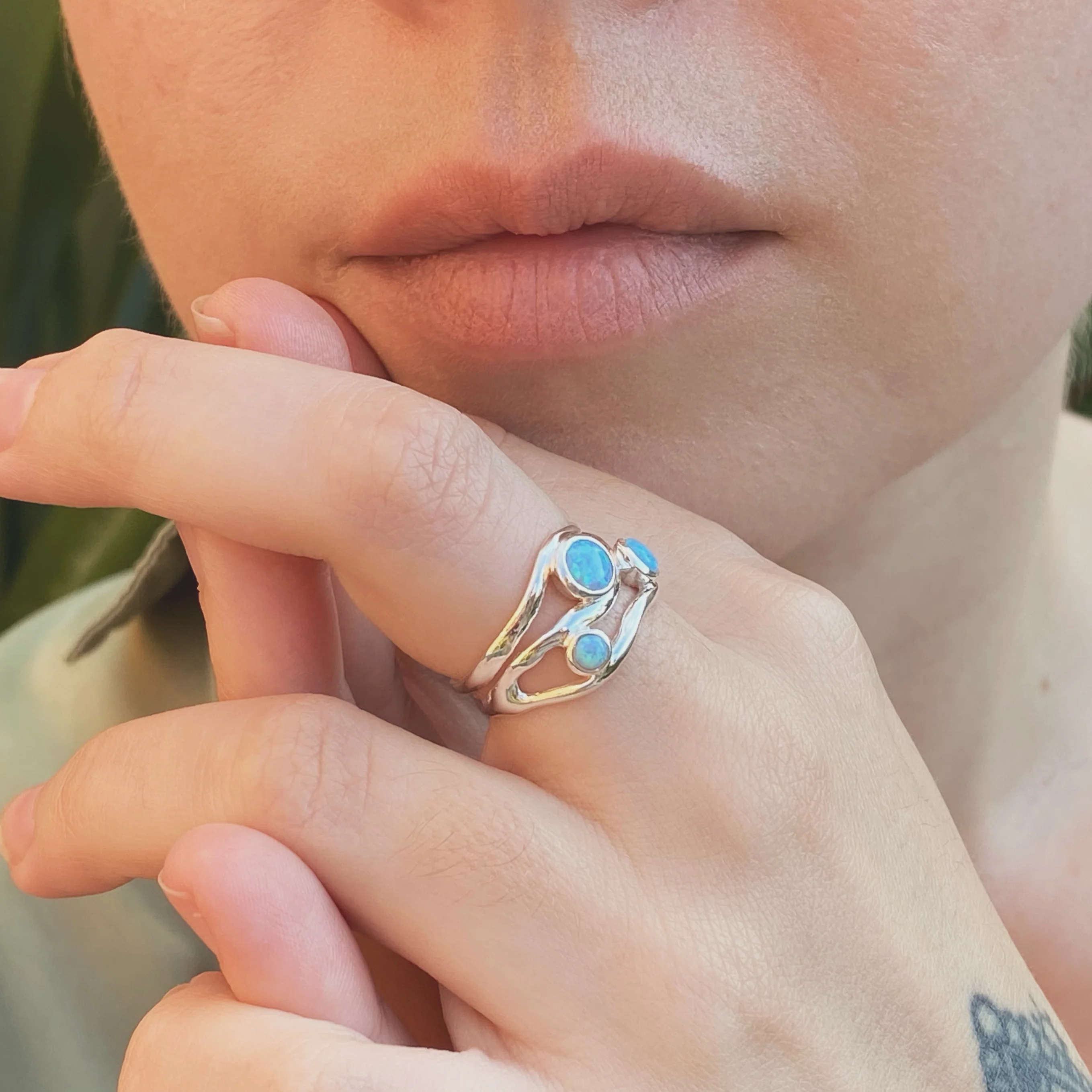 Zenia Blue Opal Sterling Silver Ring - Image 12