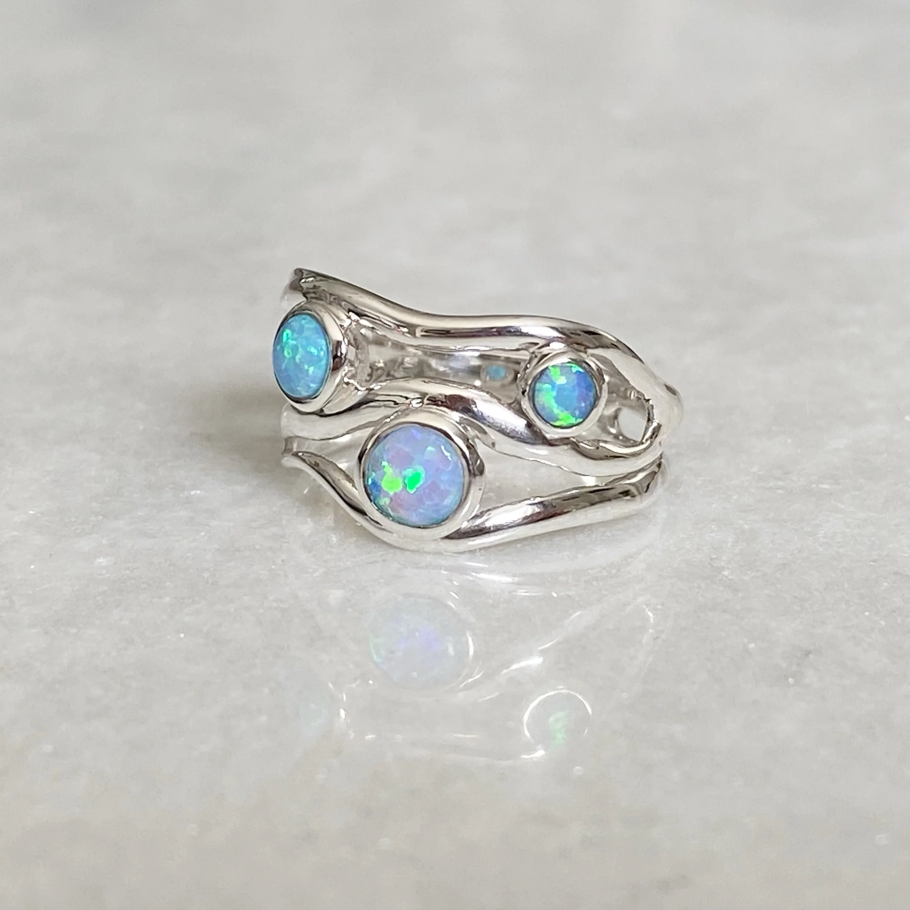 Zenia Blue Opal Sterling Silver Ring - Image 13