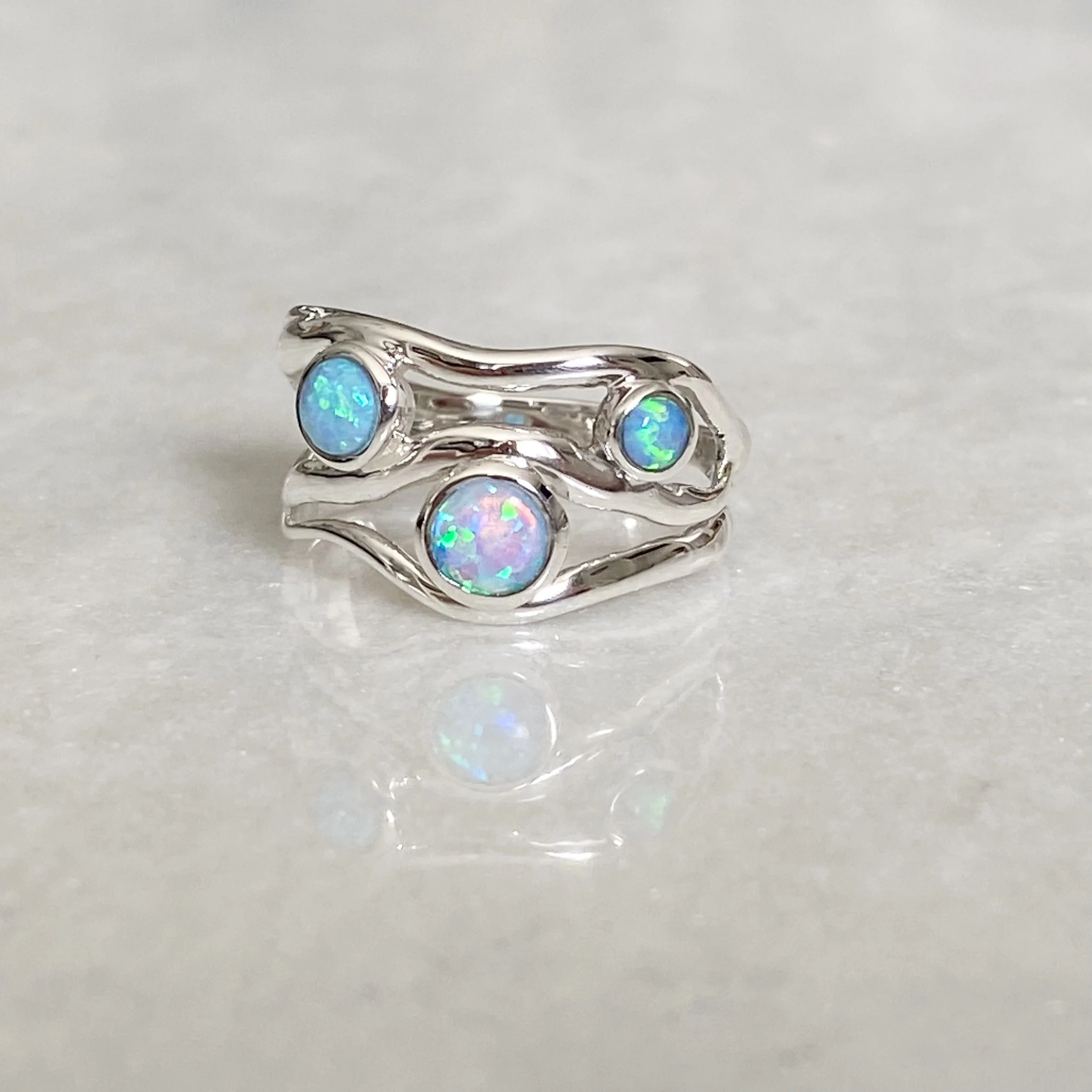 Zenia Blue Opal Sterling Silver Ring - Image 3