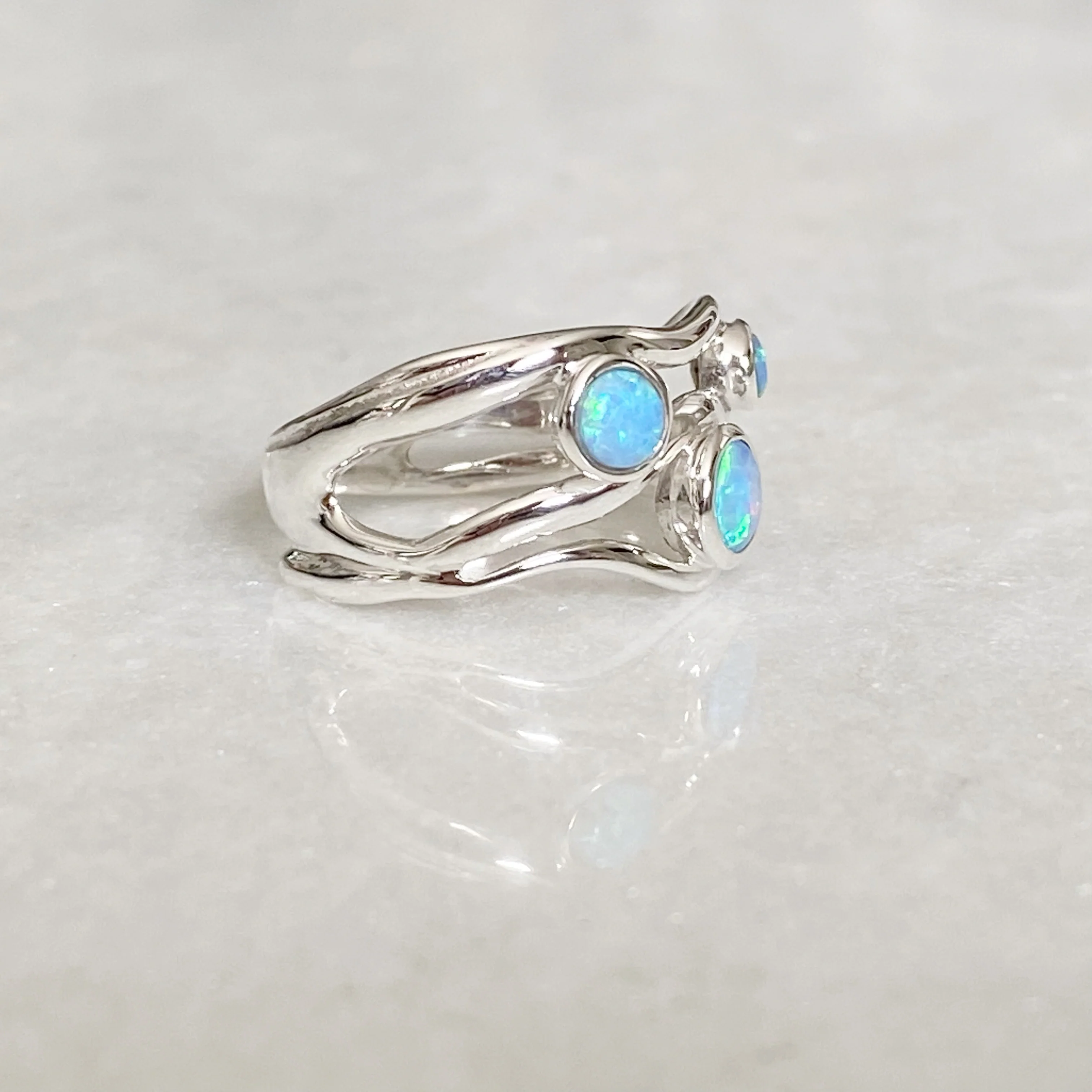 Zenia Blue Opal Sterling Silver Ring - Image 6
