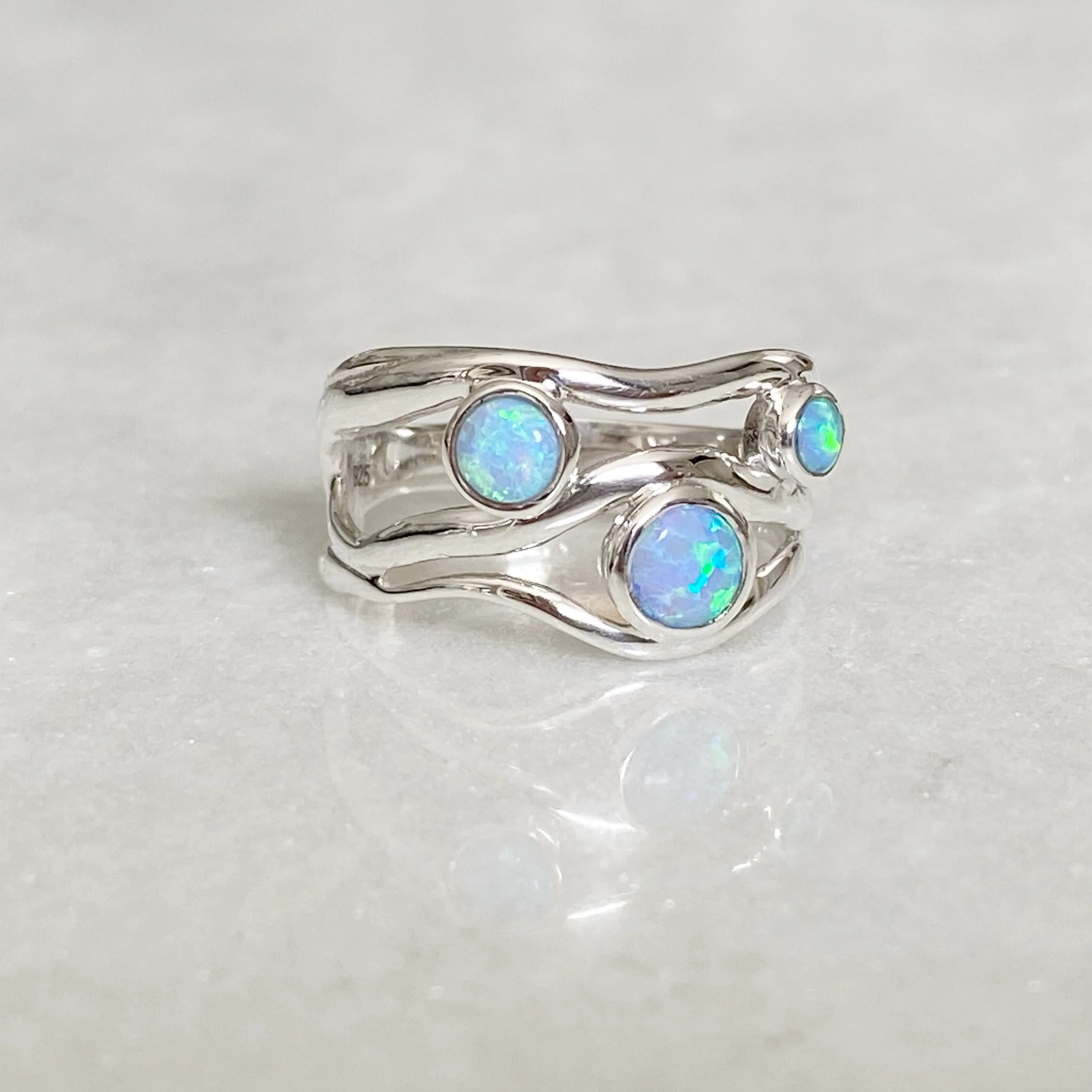Zenia Blue Opal Sterling Silver Ring - Image 9