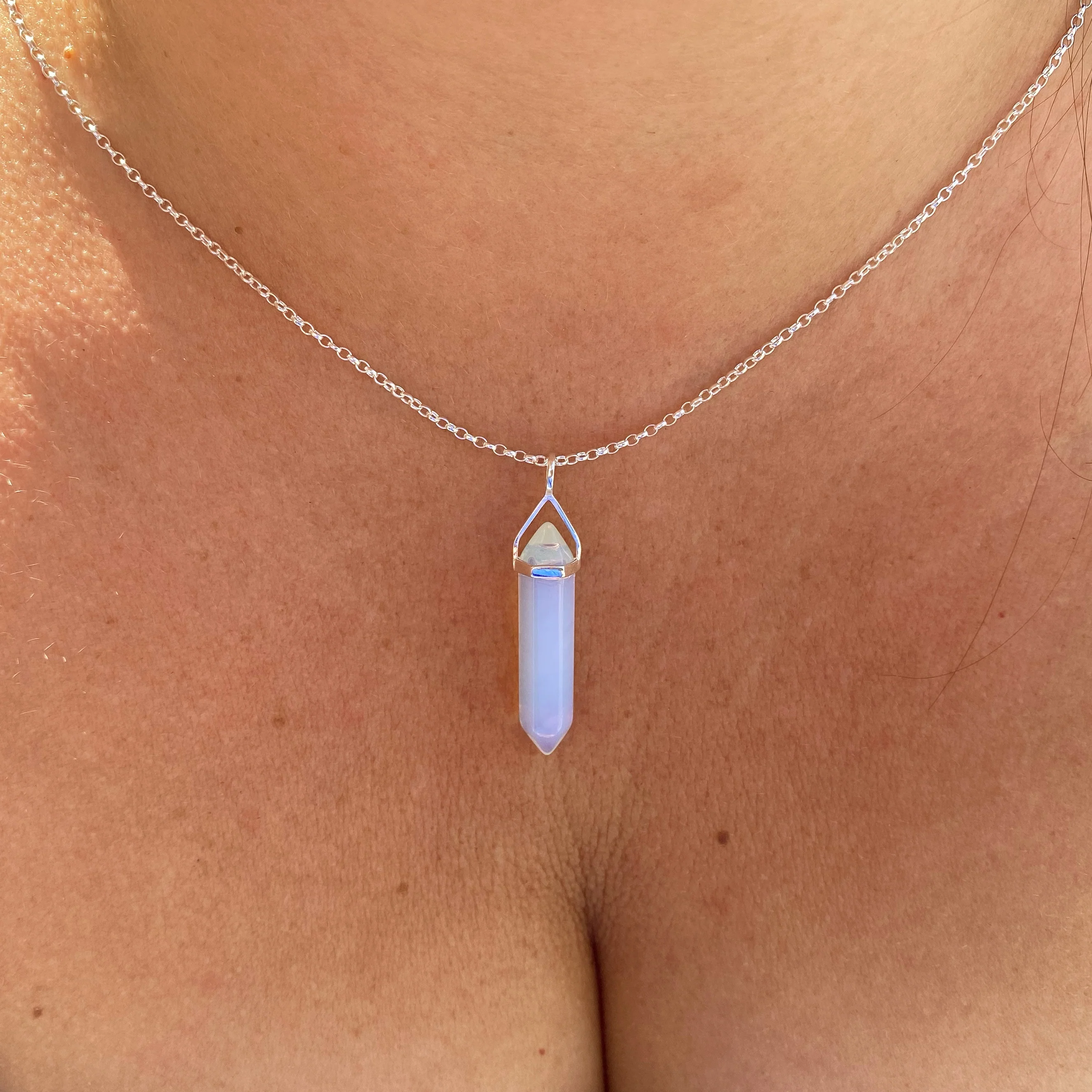 Strength Healing Crystal Necklace - Opalite - Image 11