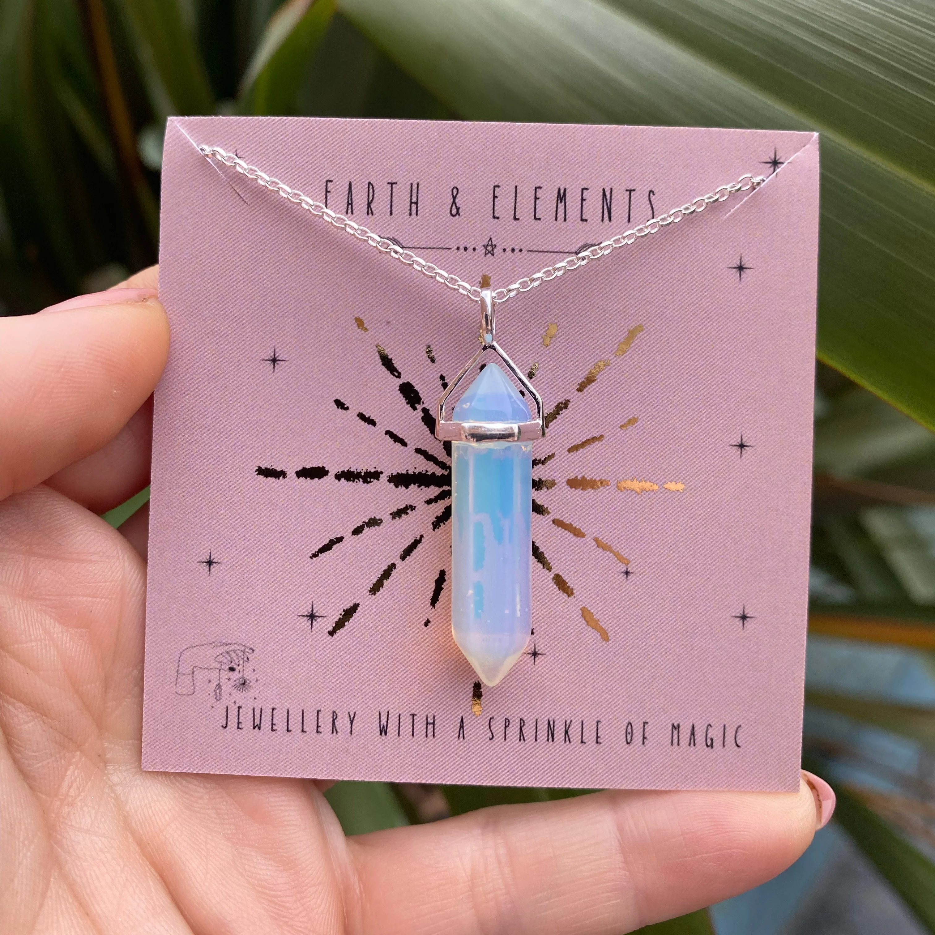 Strength Healing Crystal Necklace - Opalite - Image 3