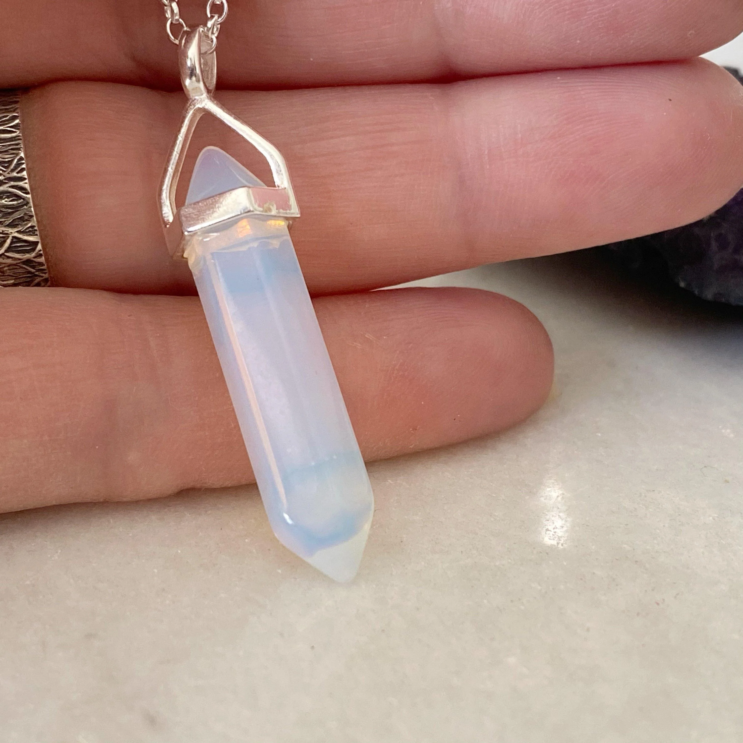 Strength Healing Crystal Necklace - Opalite - Image 5