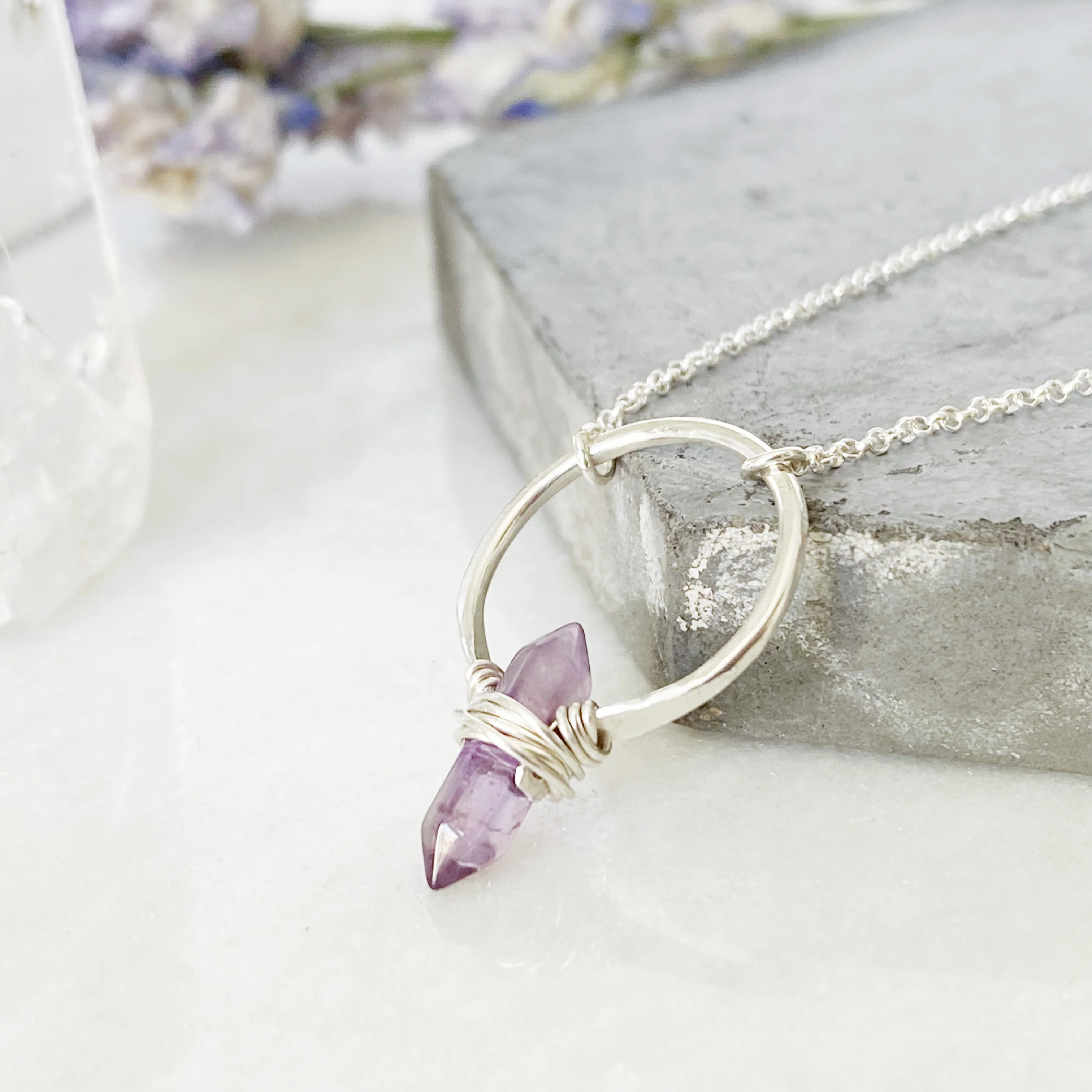 Gold Crest Necklace -Amethyst - Image 10