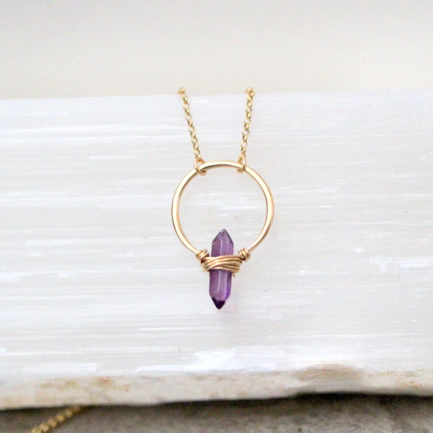 Gold Crest Necklace -Amethyst - Image 3