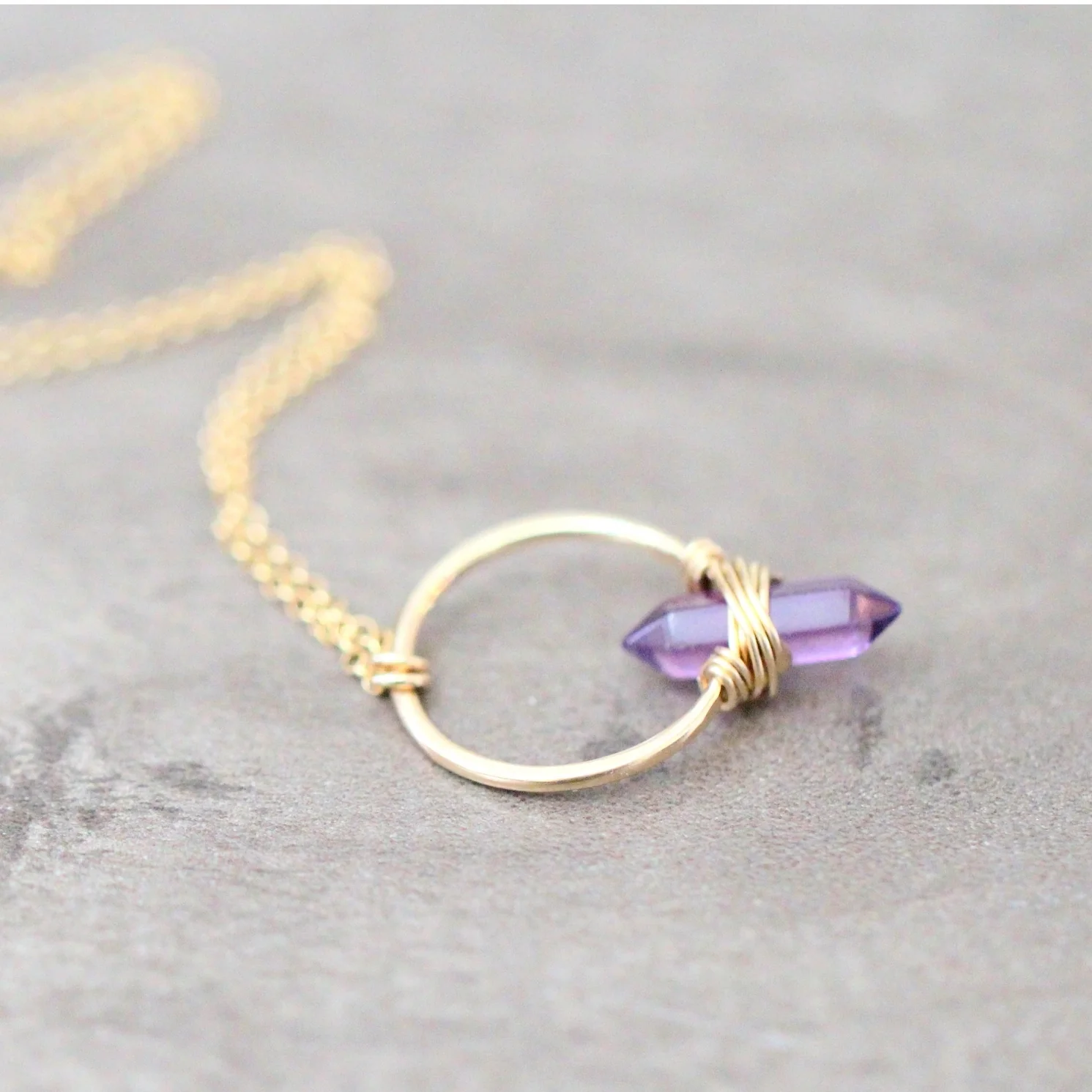 Gold Crest Necklace -Amethyst - Image 6