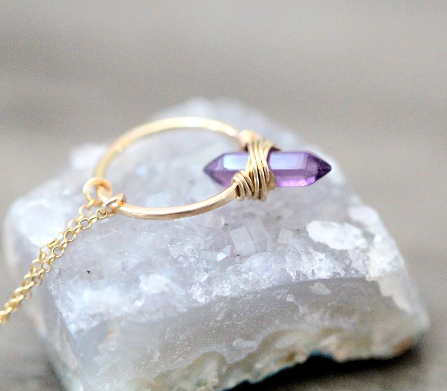 Gold Crest Necklace -Amethyst - Image 7