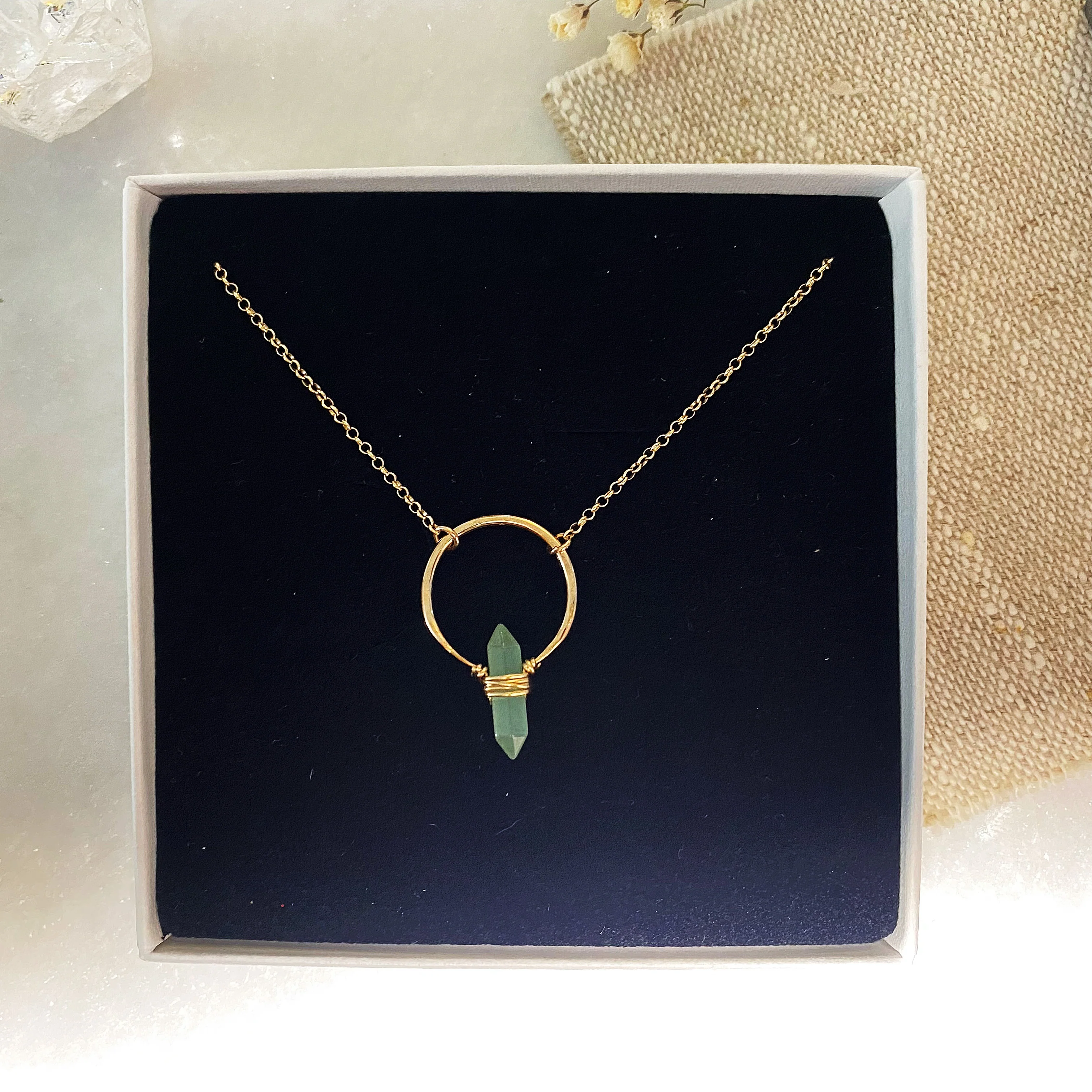 Gold Crest Necklace - Aventurine - Image 6