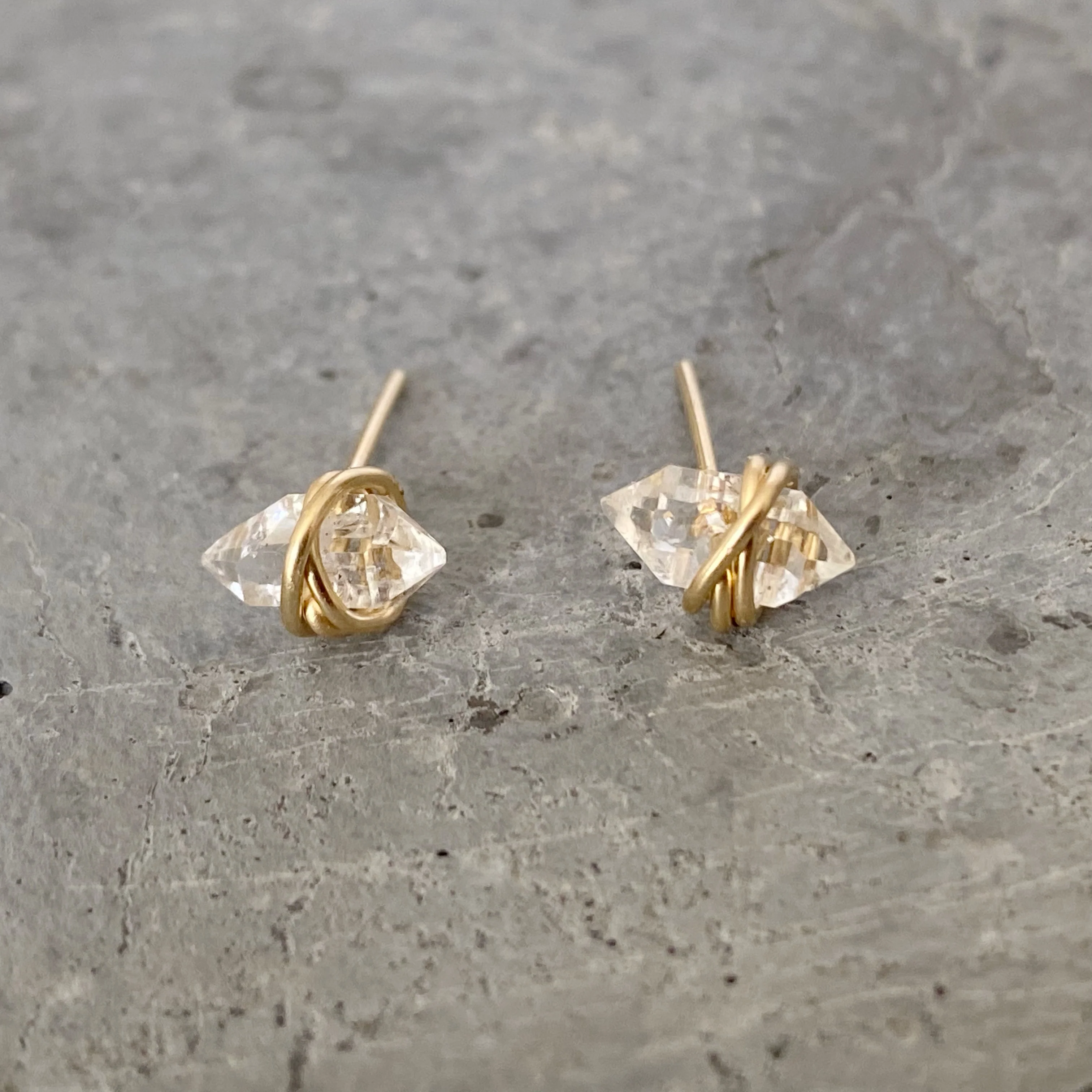 Herkimer Gold Wrap Diamond Studs - Image 5