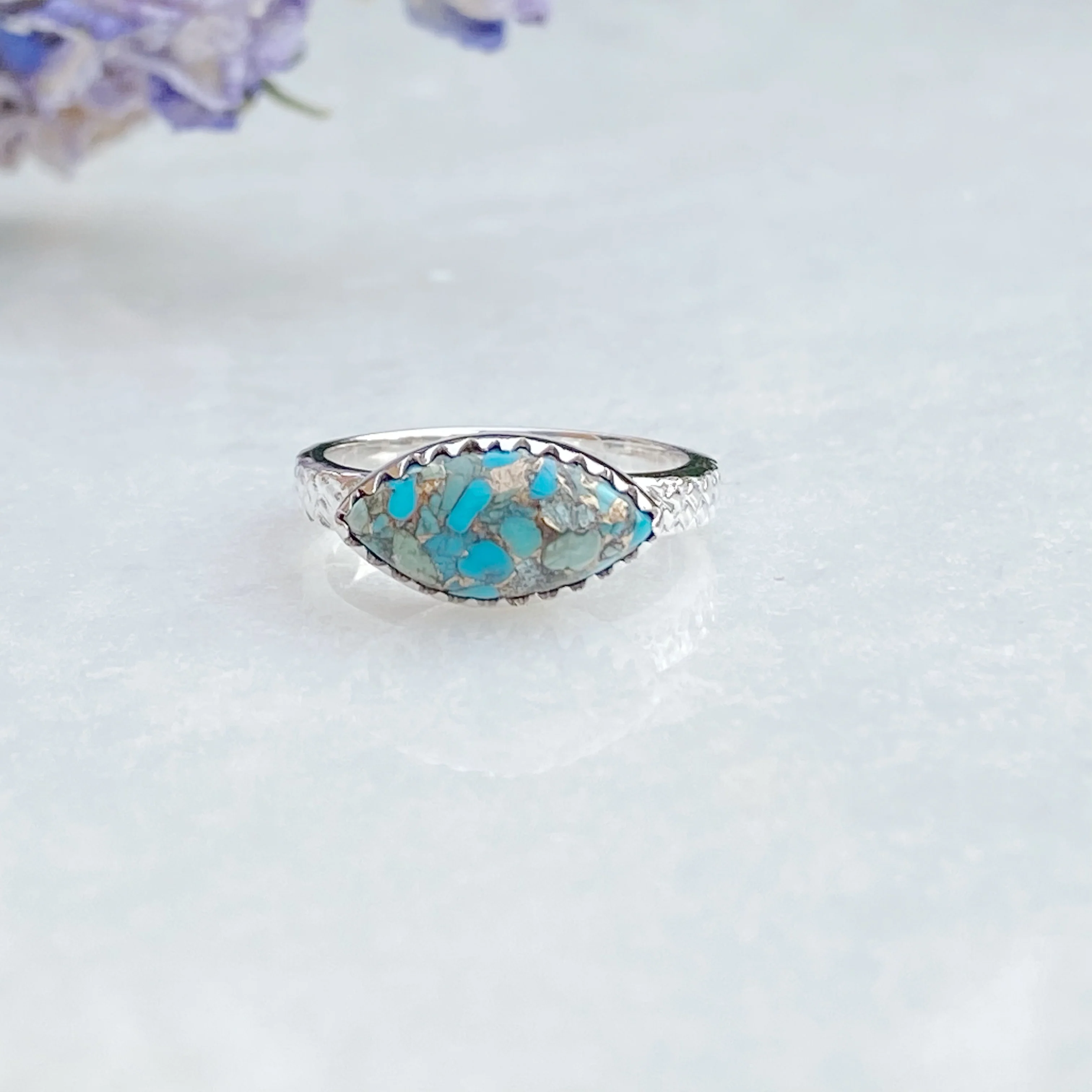 Isla - Copper Turquoise Silver Ring -NEW - Image 5