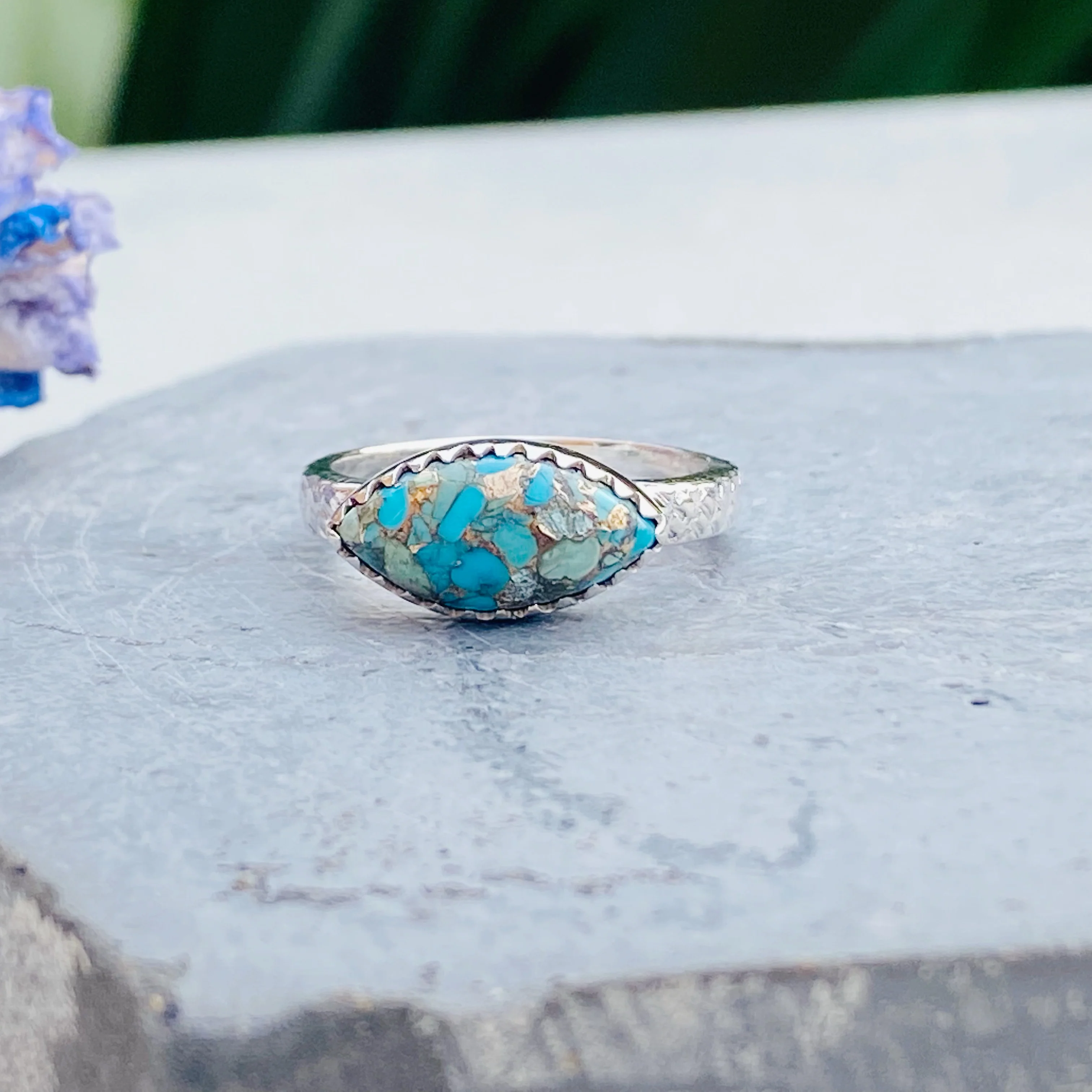 Isla - Copper Turquoise Silver Ring -NEW - Image 6