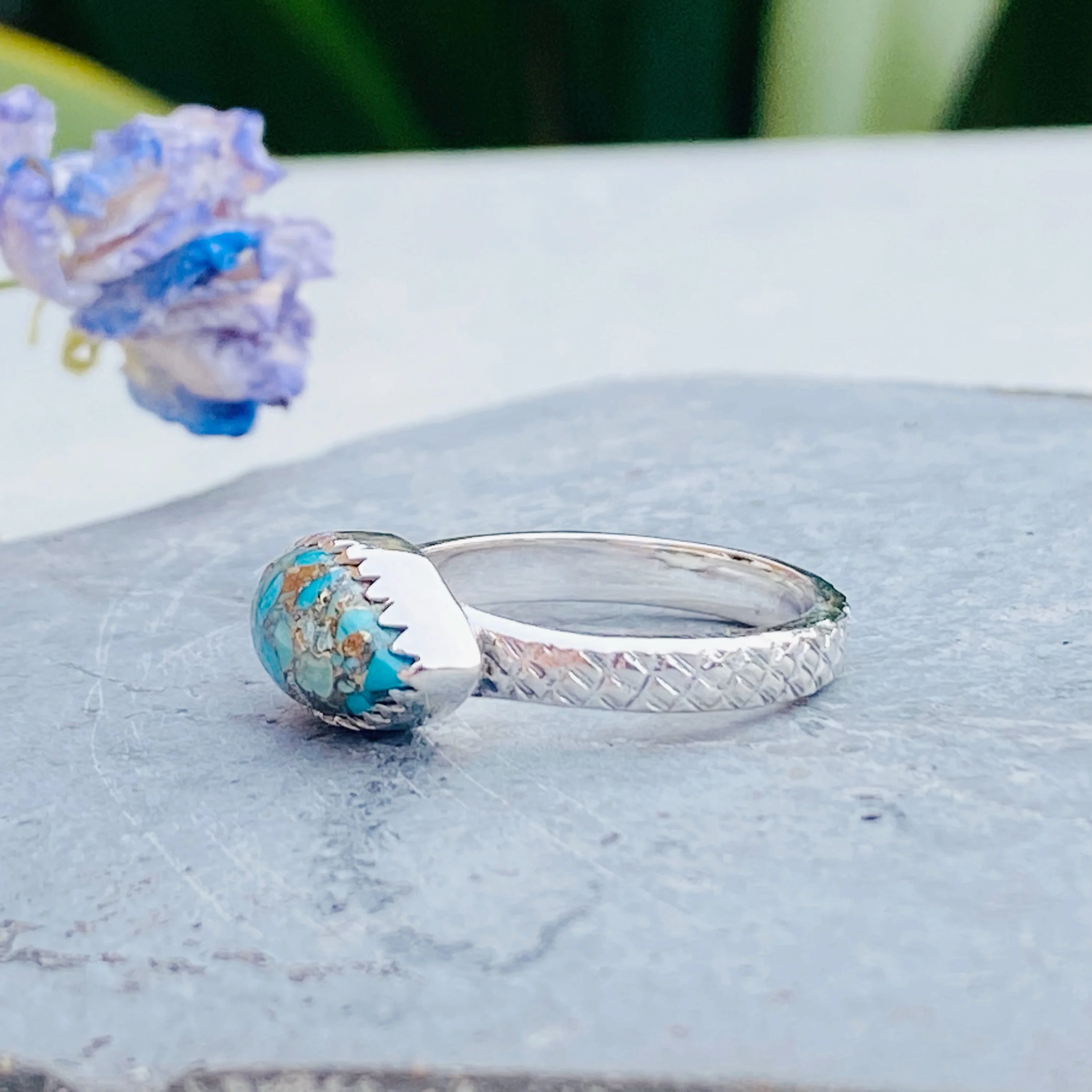 Isla - Copper Turquoise Silver Ring -NEW - Image 7