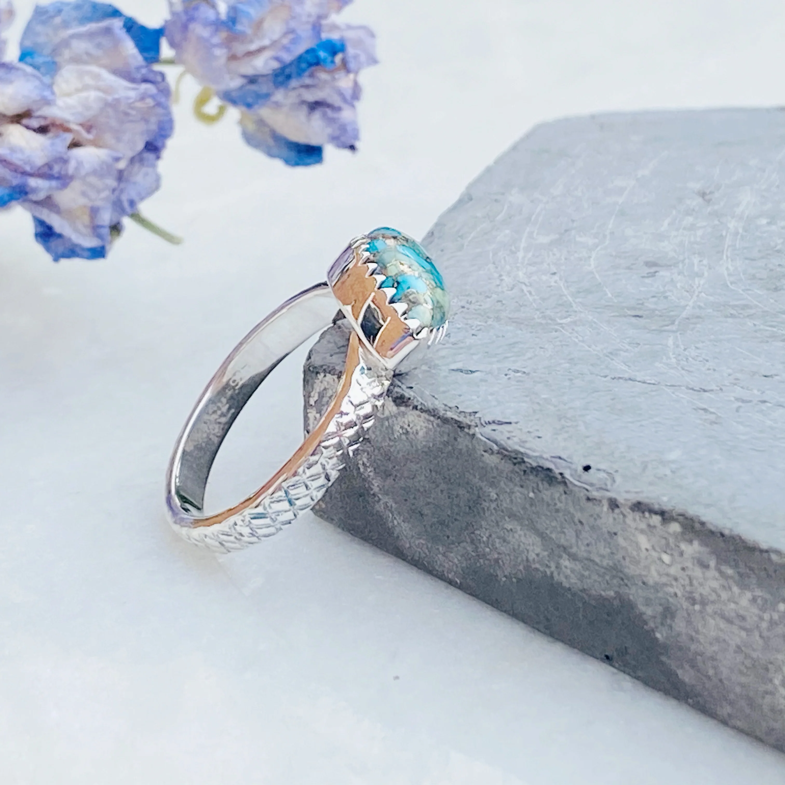 Isla - Copper Turquoise Silver Ring -NEW - Image 8