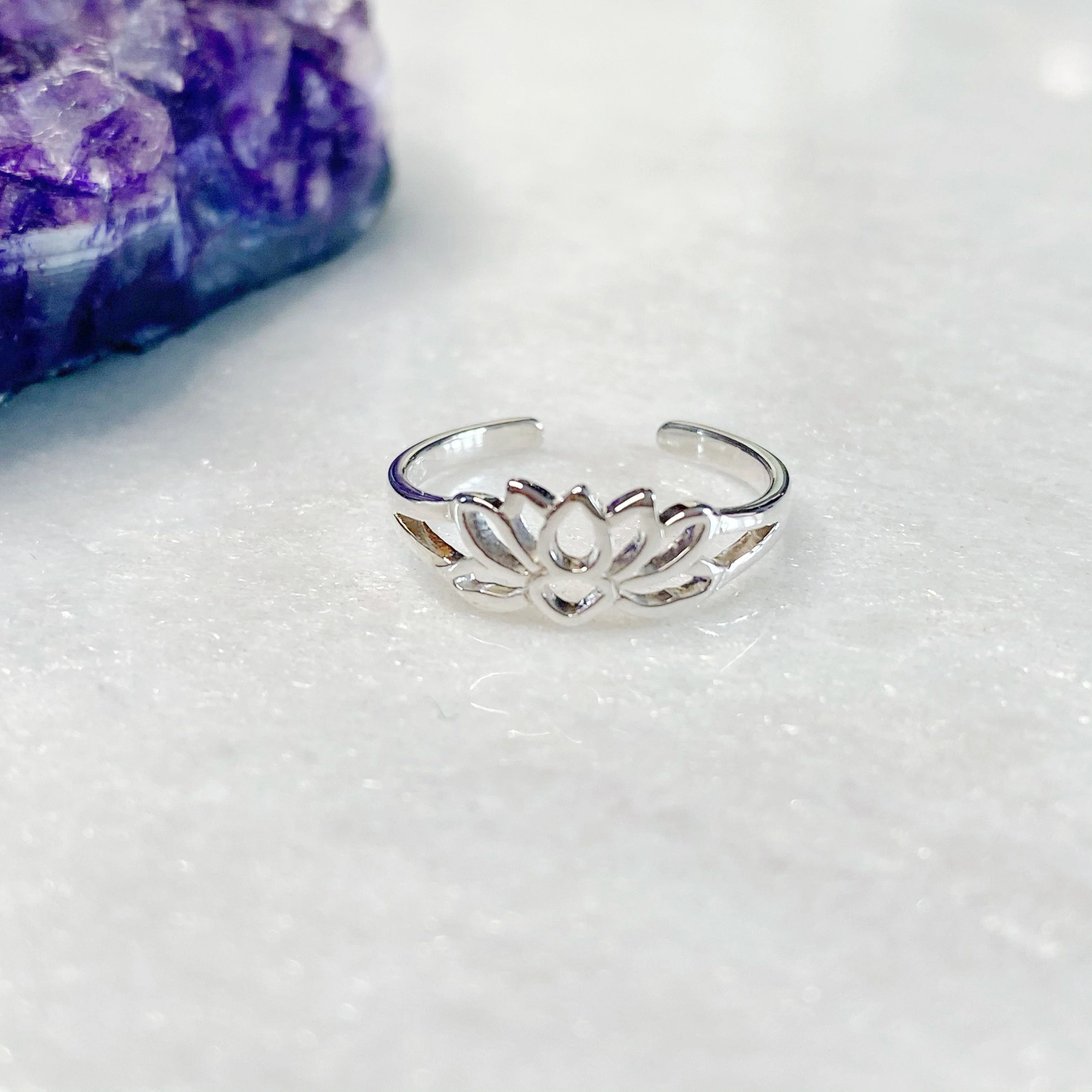 Lotus Flower Silver Toe Ring - Image 5