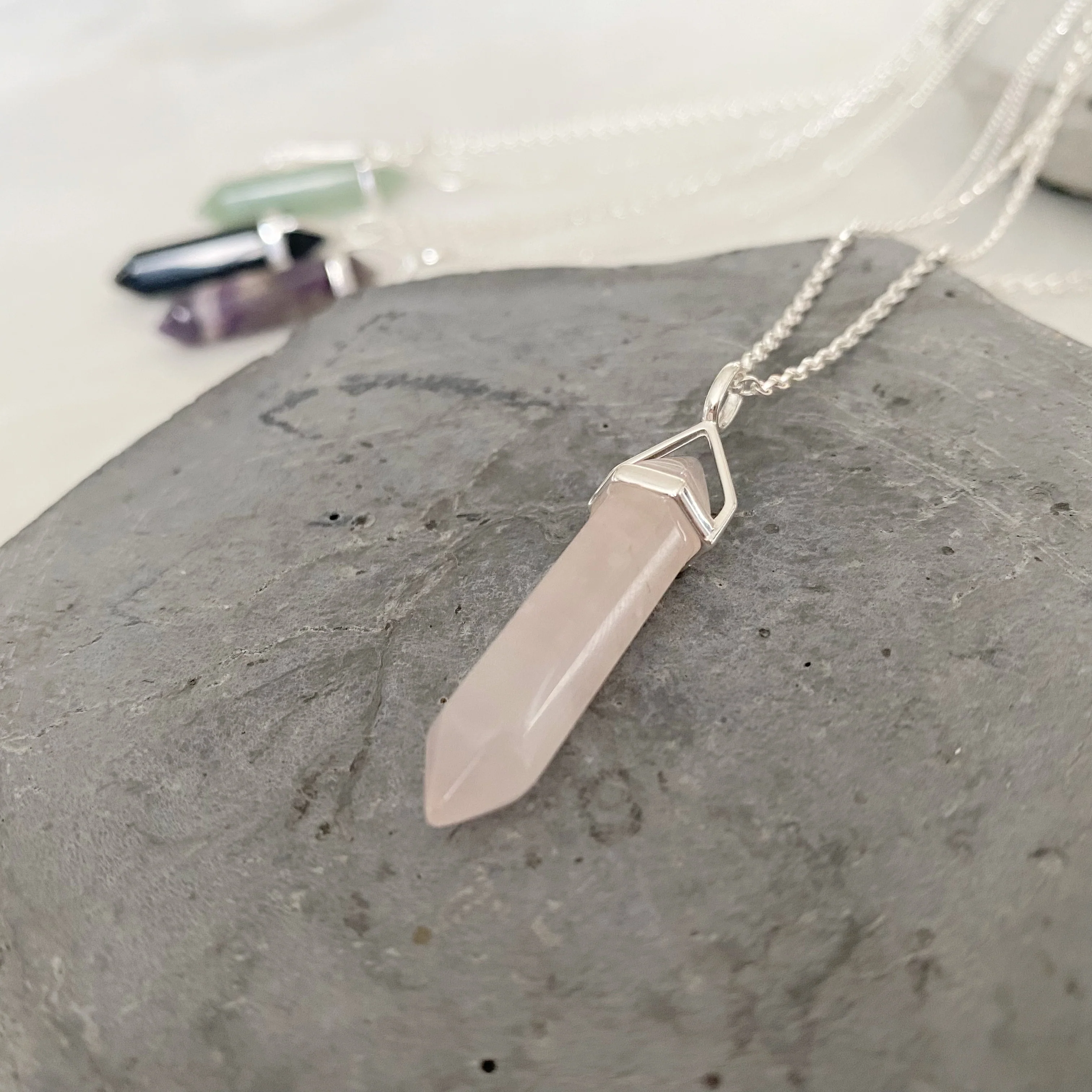 LOVE Healing Crystal Necklace - Rose Quartz - Image 3