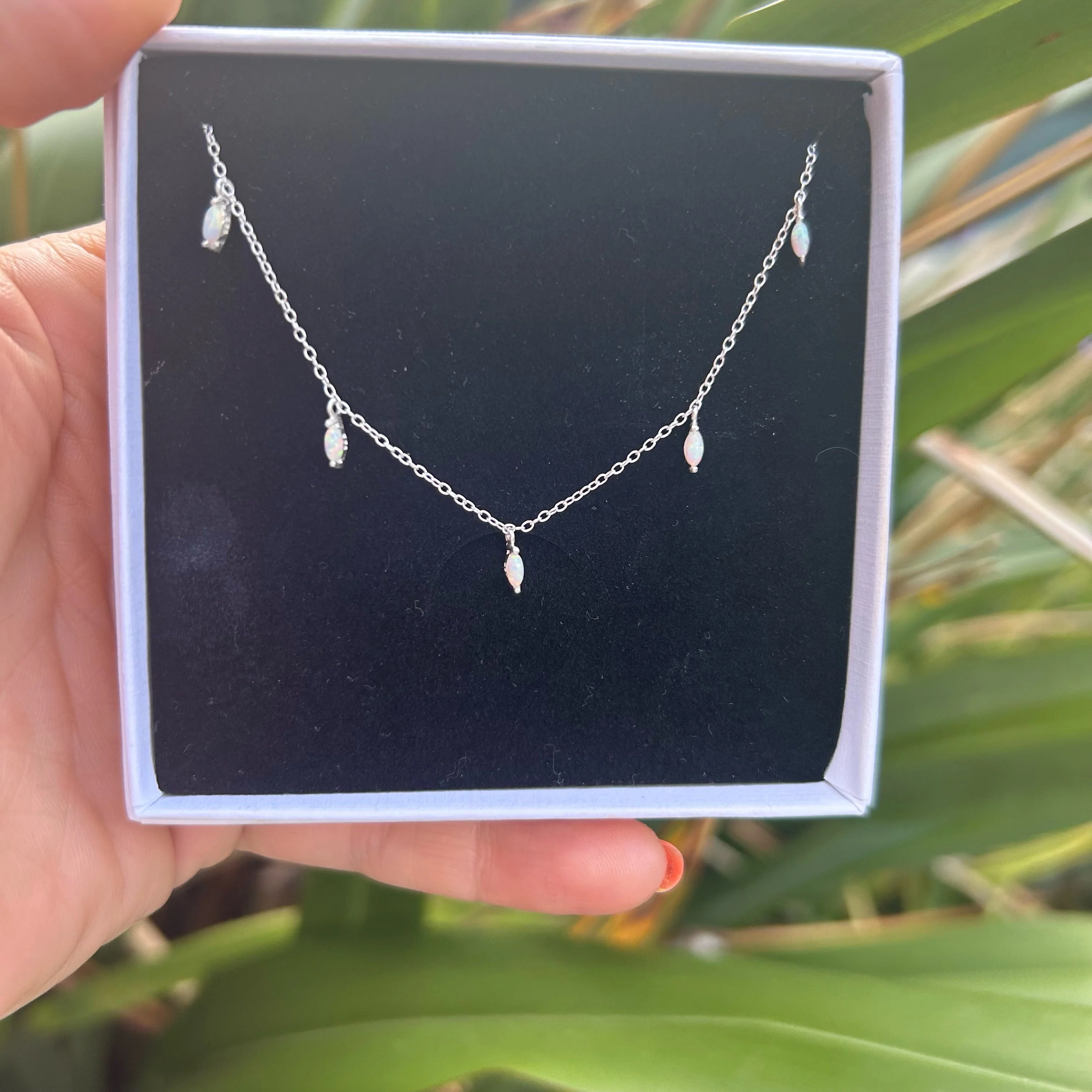 Marquise Blue Opalite Necklace - Image 3