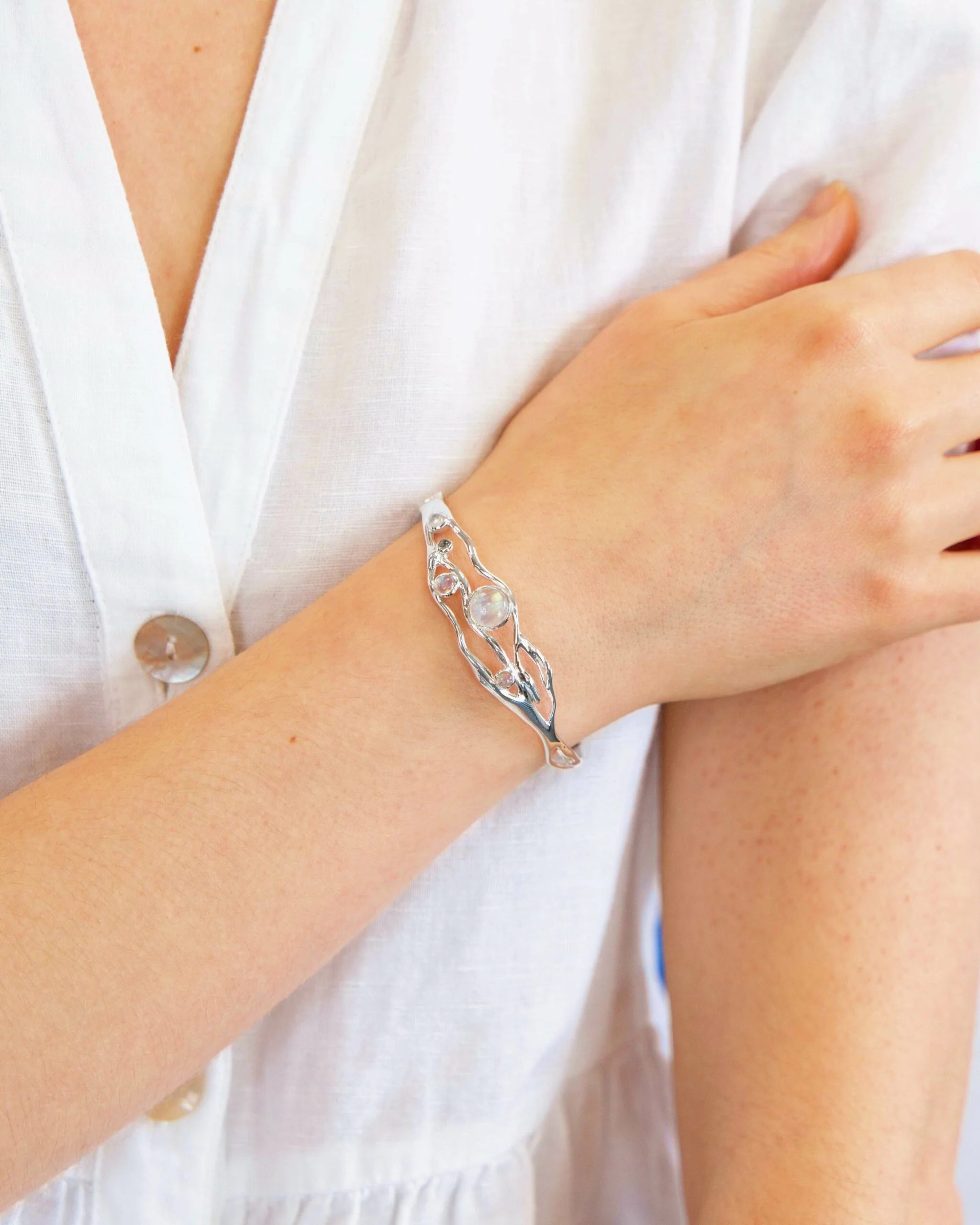 Molten Rainbow Moonstone Bracelet -NEW - Image 5