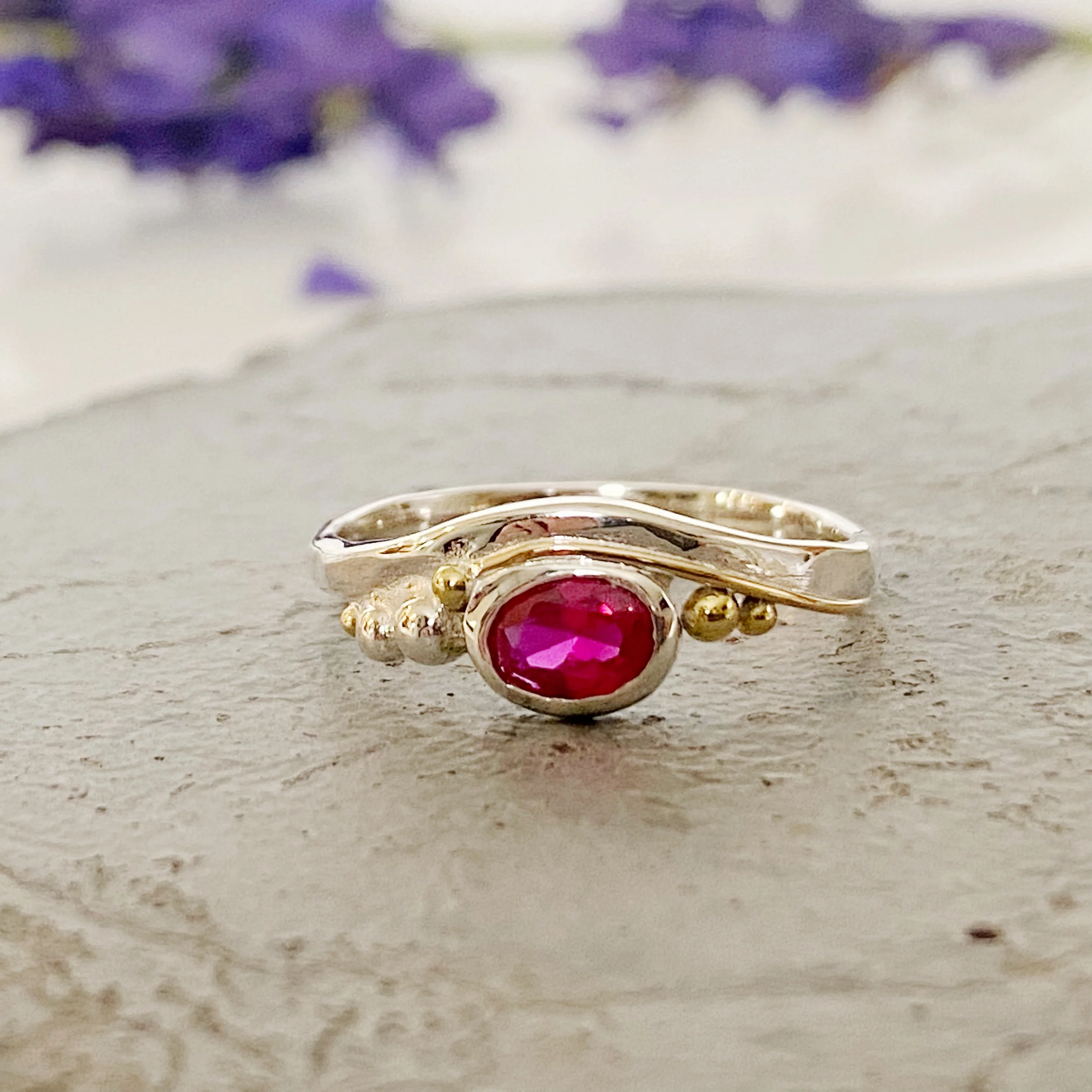 Organic Shaped Ruby Gemstone Ring - Image 6
