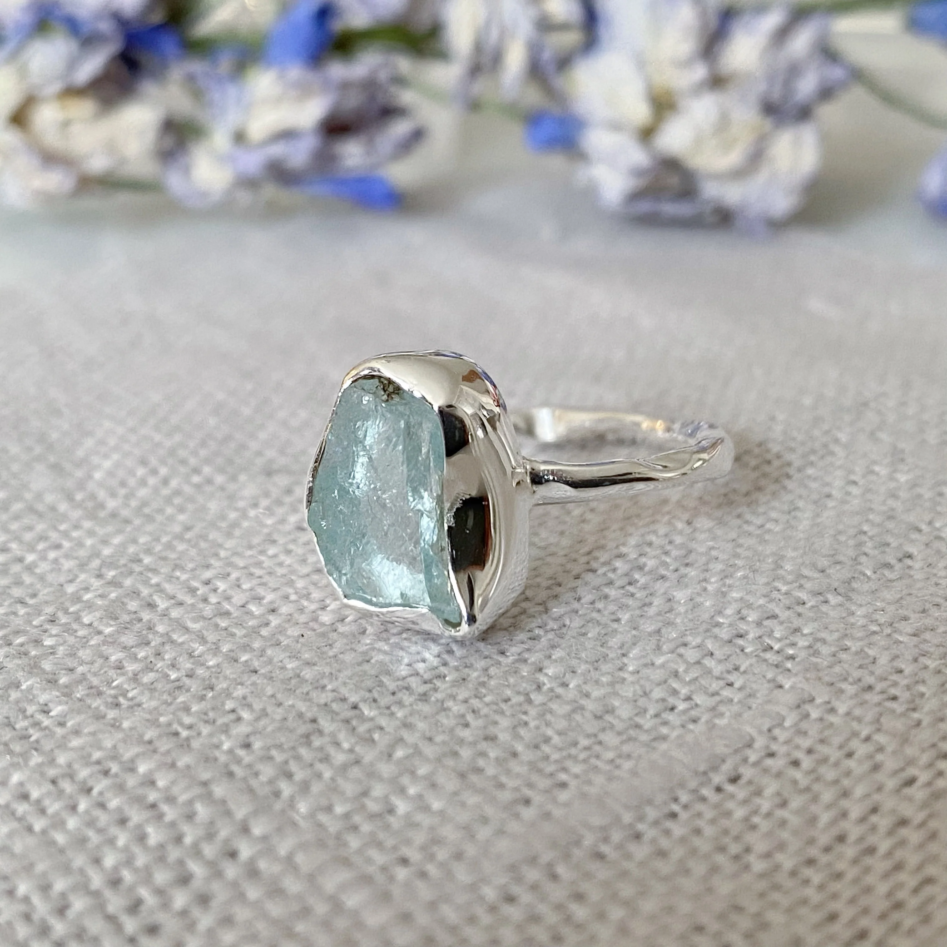 Stunning Raw Cut Aquamarine Ring - Image 8