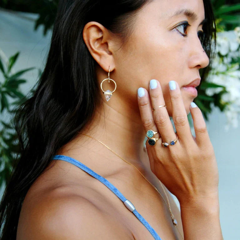 STERLING SILVER ALBATROSS EARRINGS - CRYSTAL QUARTZ - Image 3