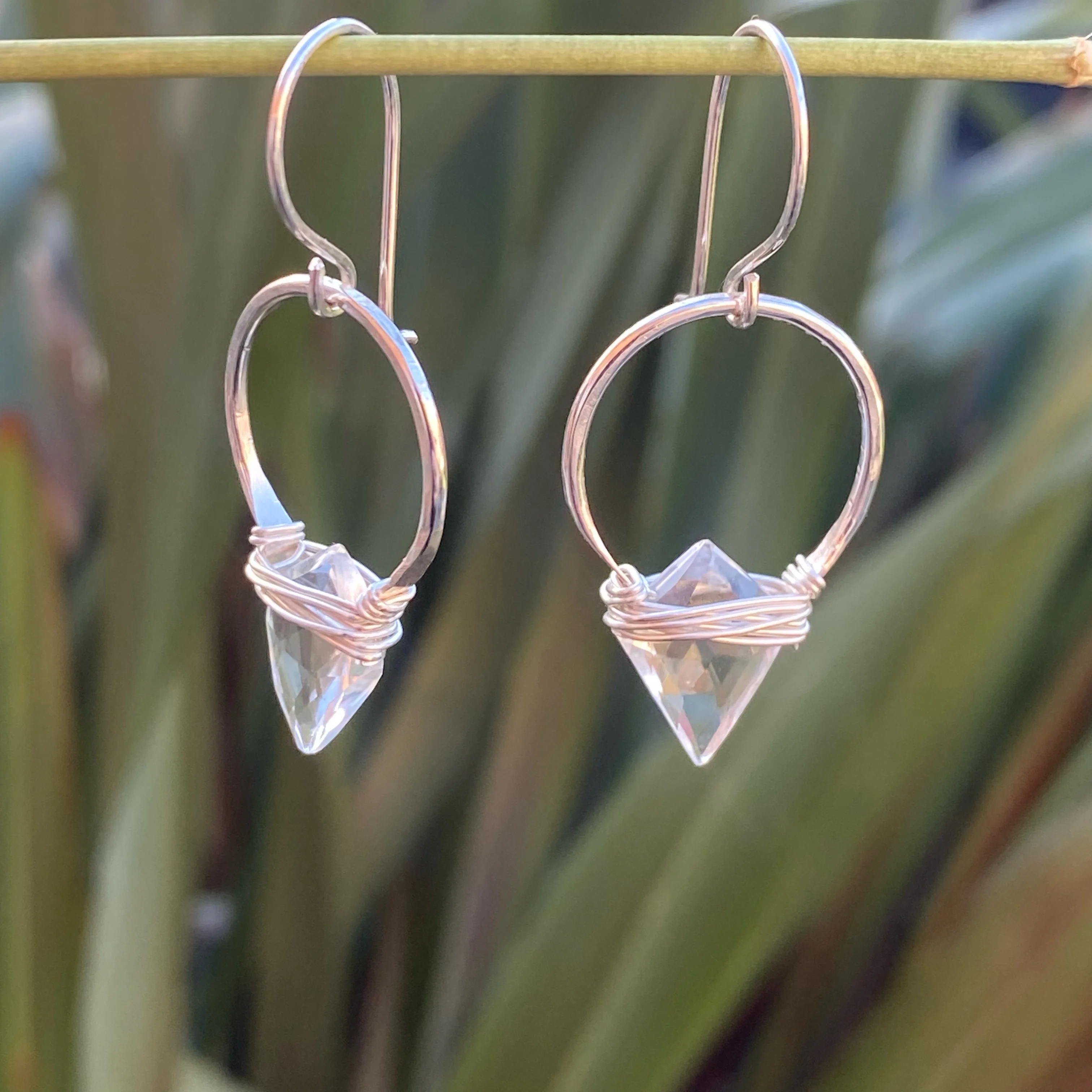 STERLING SILVER ALBATROSS EARRINGS - CRYSTAL QUARTZ - Image 4