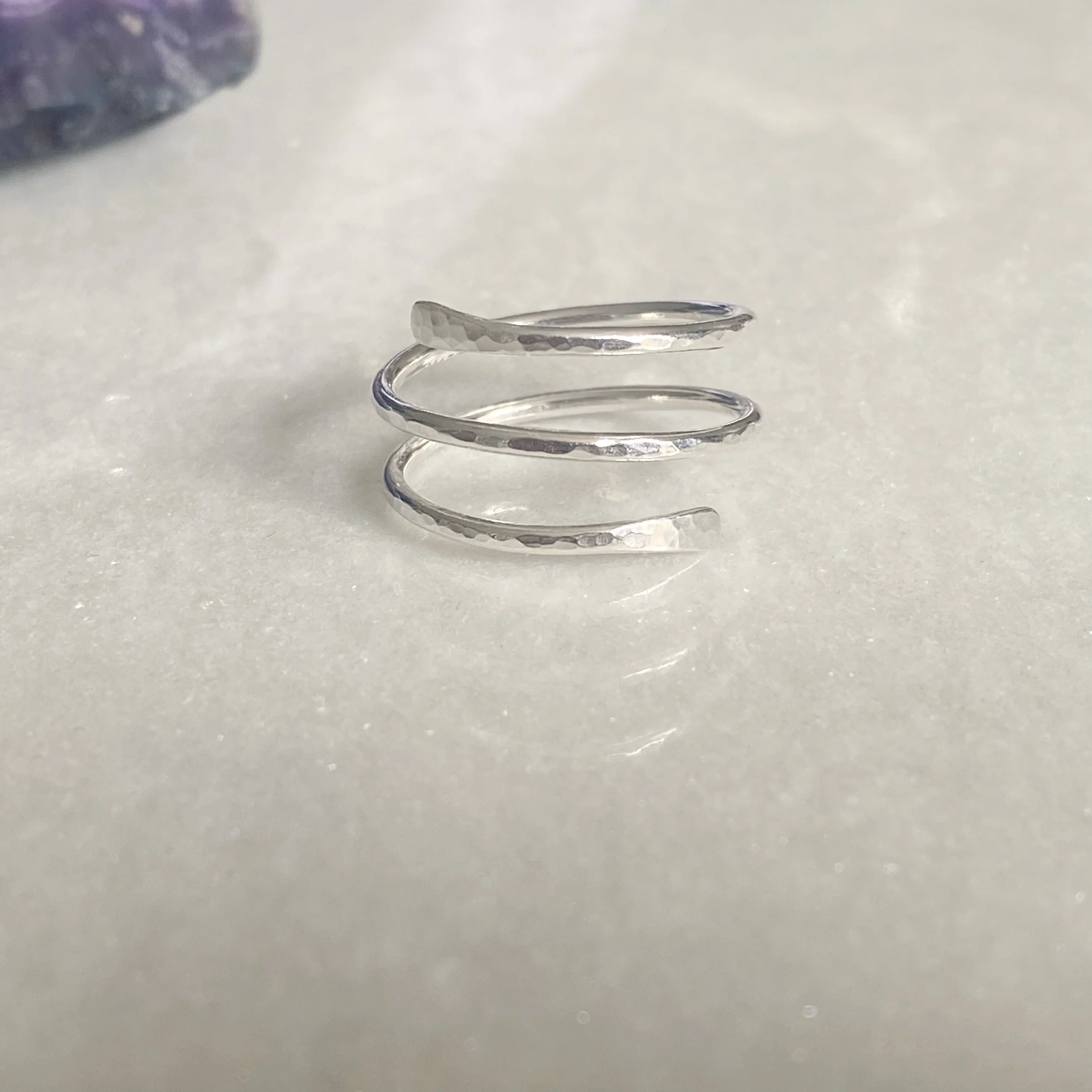 Slim Silver Spiral Crossover Ring - Image 4