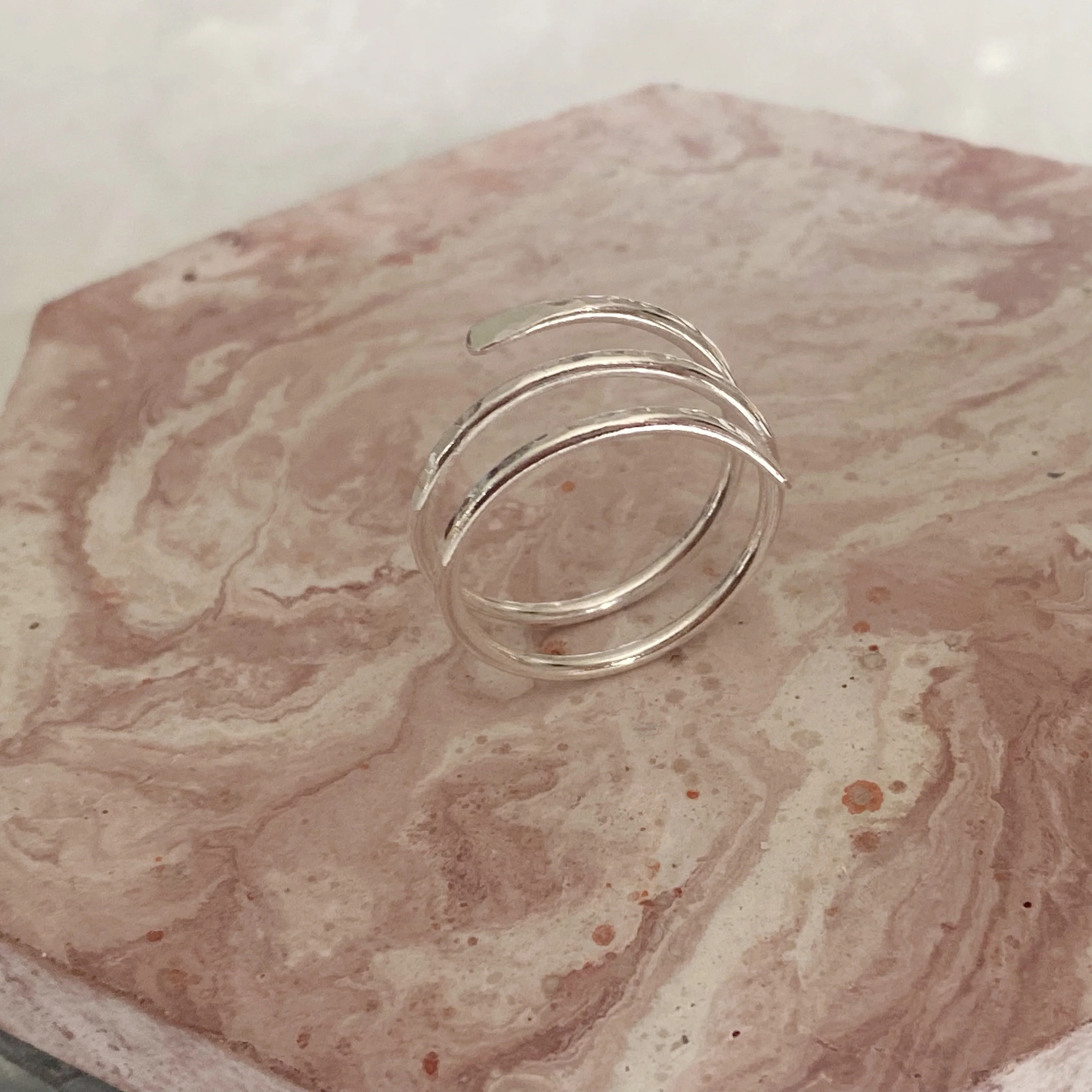 Slim Silver Spiral Crossover Ring - Image 5