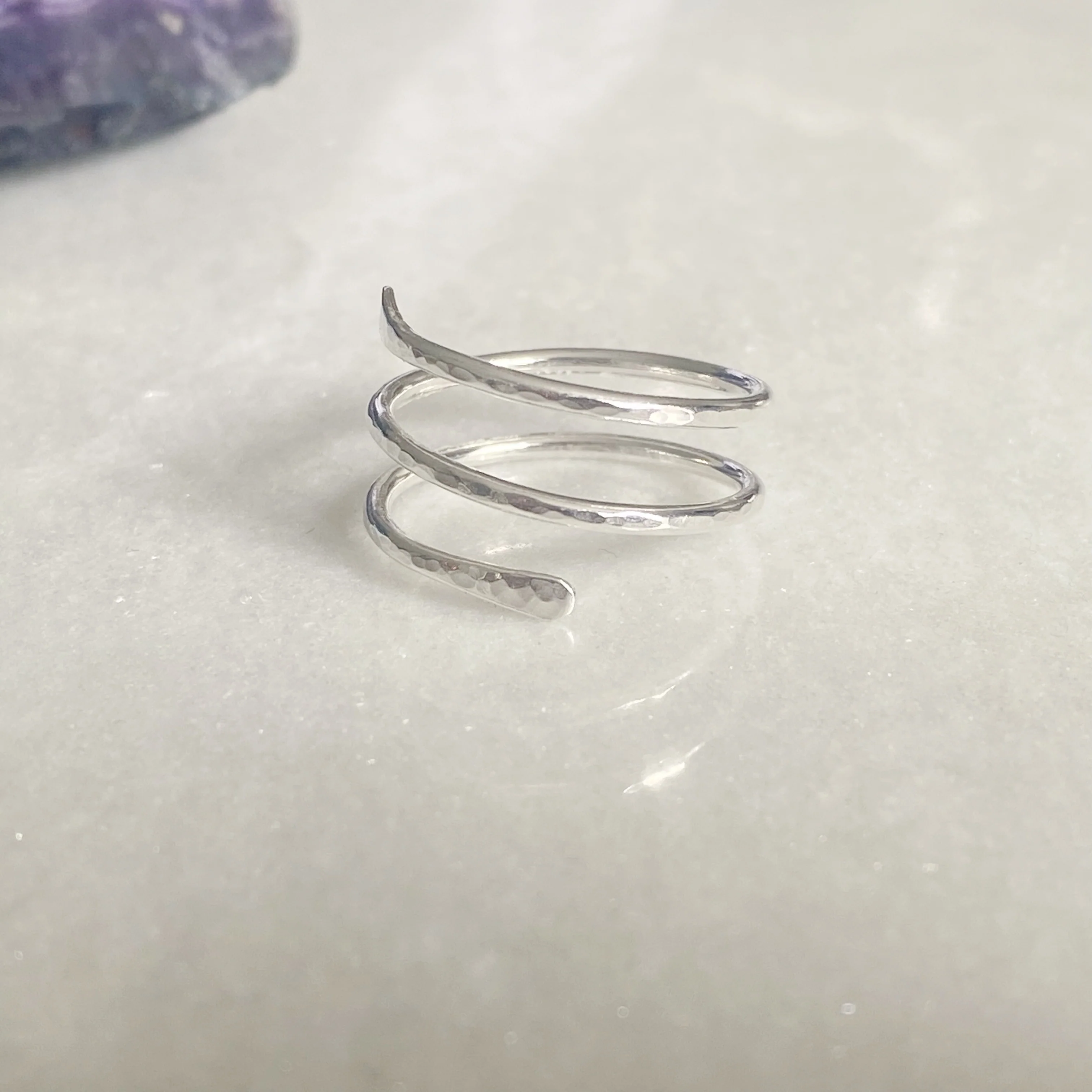 Slim Silver Spiral Crossover Ring - Image 6