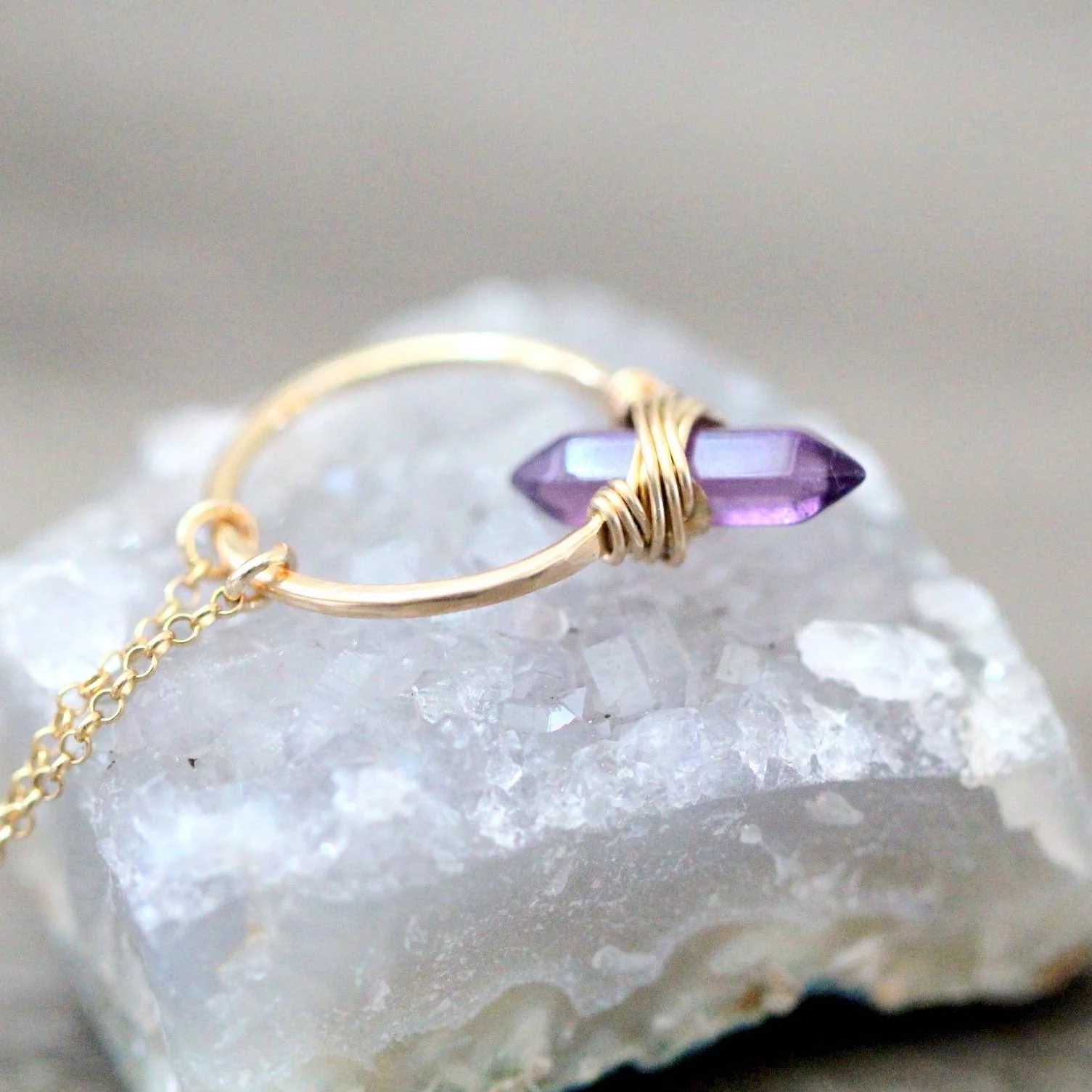 Sterling Silver Crest Necklace -Amethyst - Image 6