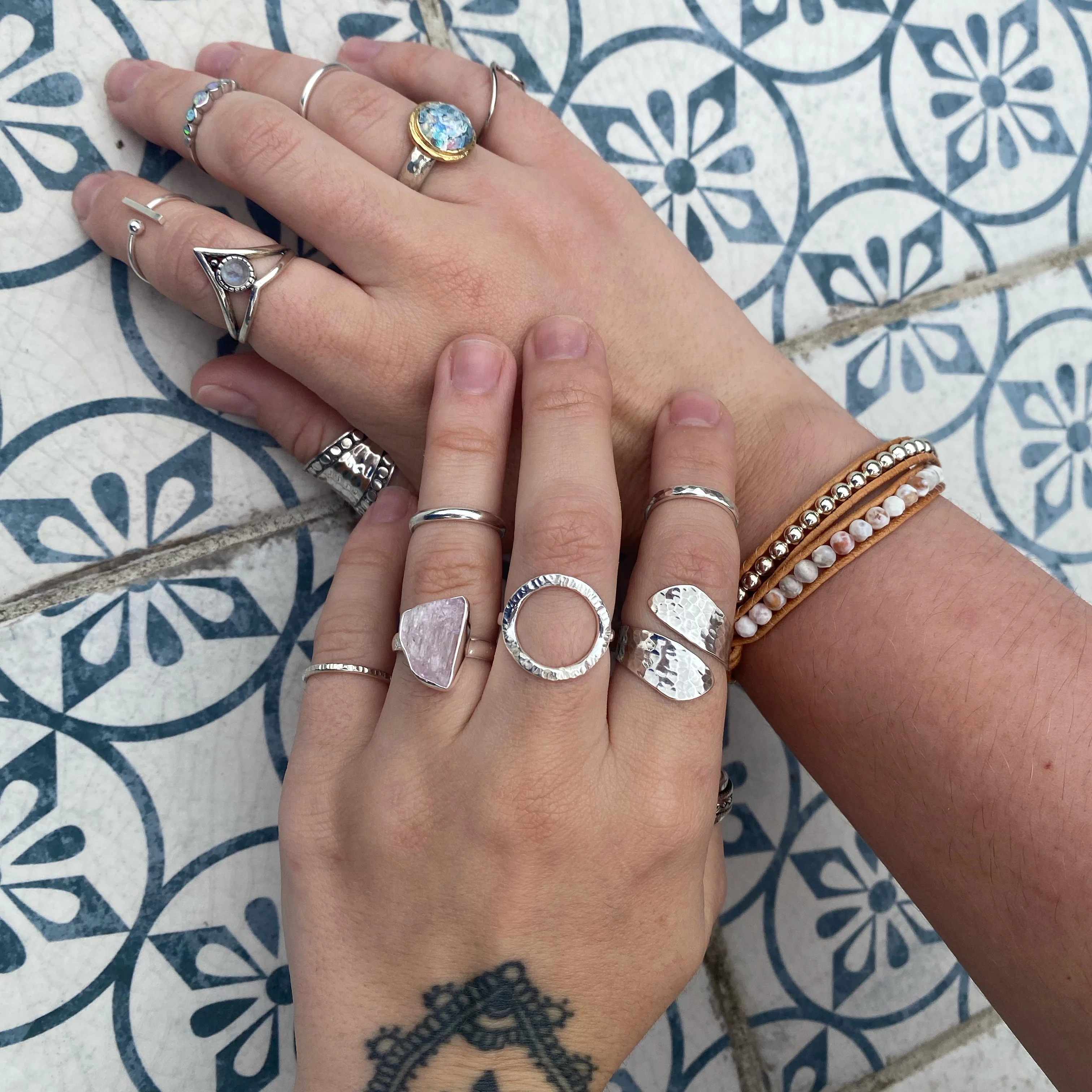 Silver Hammered Wrap Around Ring - Image 7