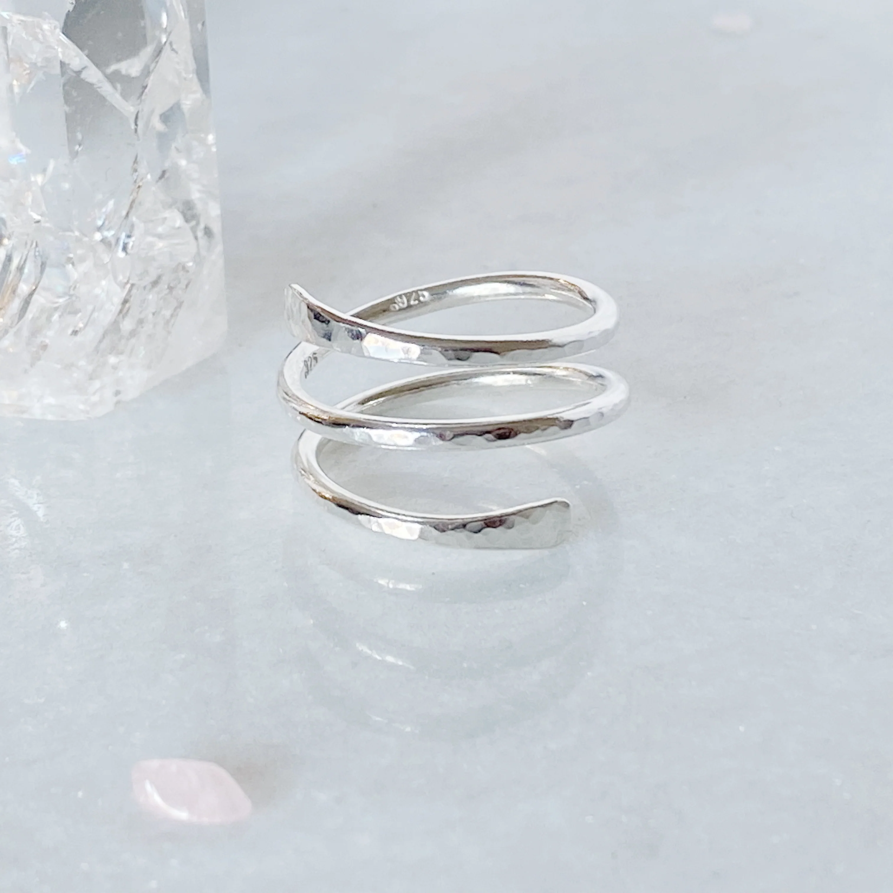 Single Coiled Crossover Spiral Ring - Image 5