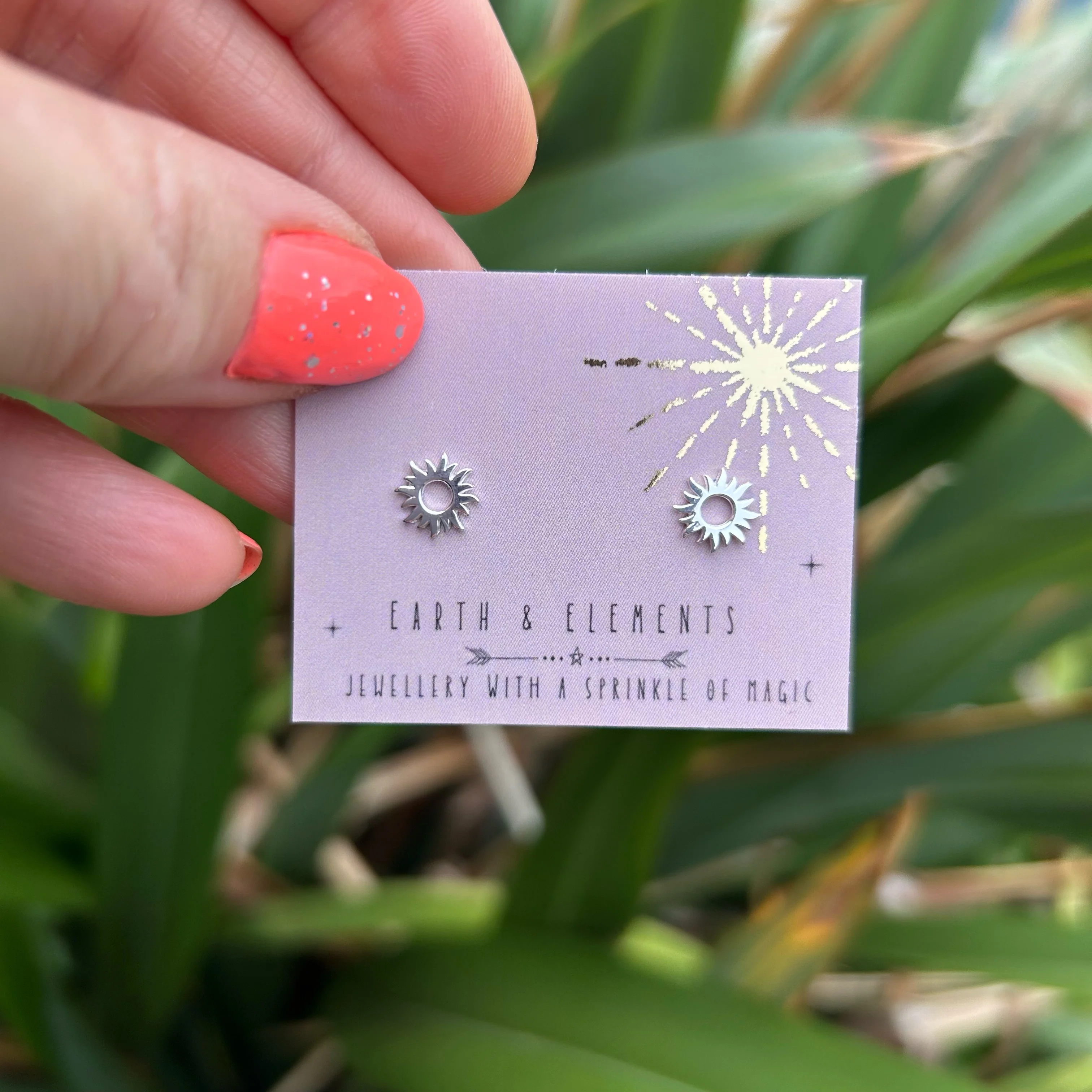 Sunburst Silver Stud Earrings - Image 3