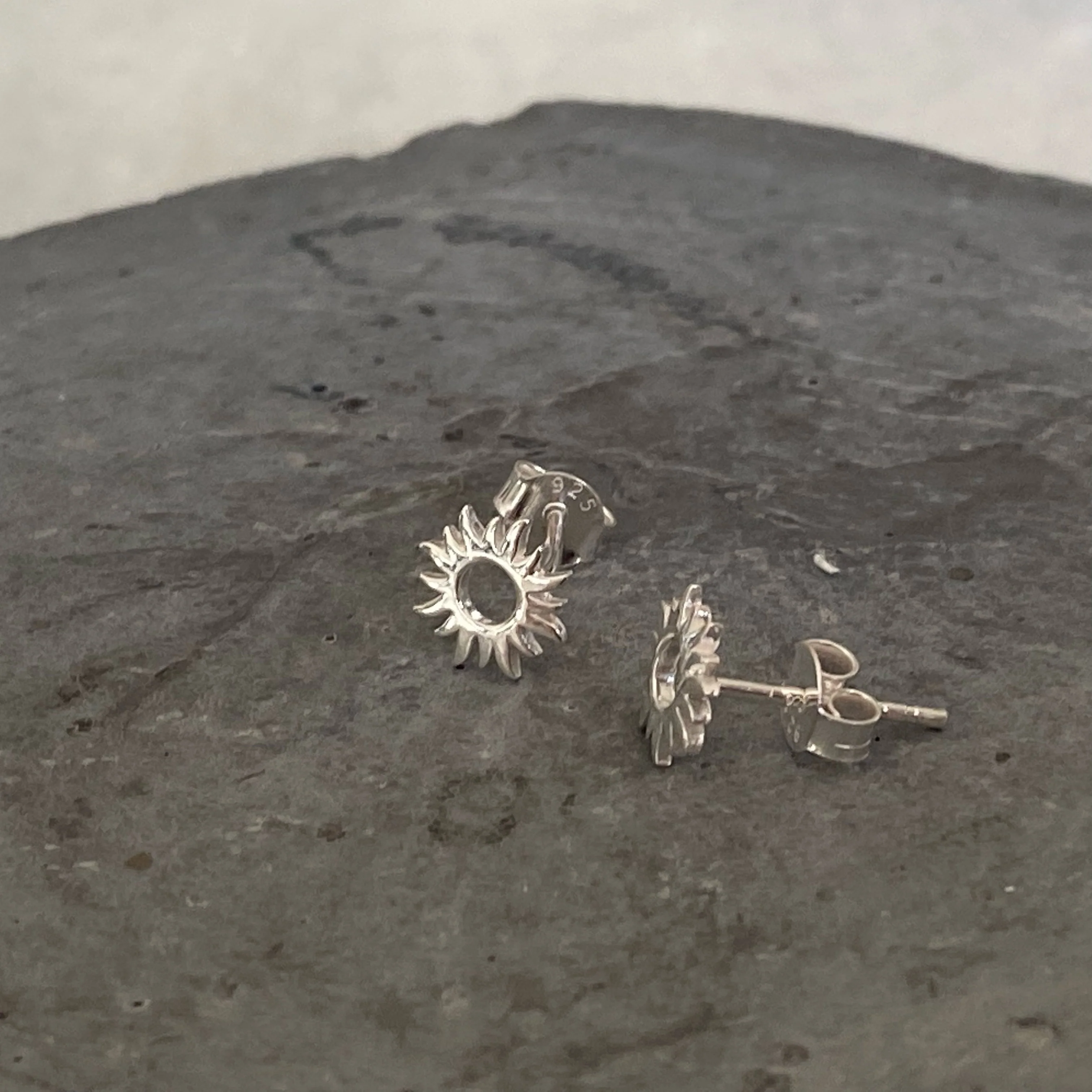 Sunburst Silver Stud Earrings - Image 6