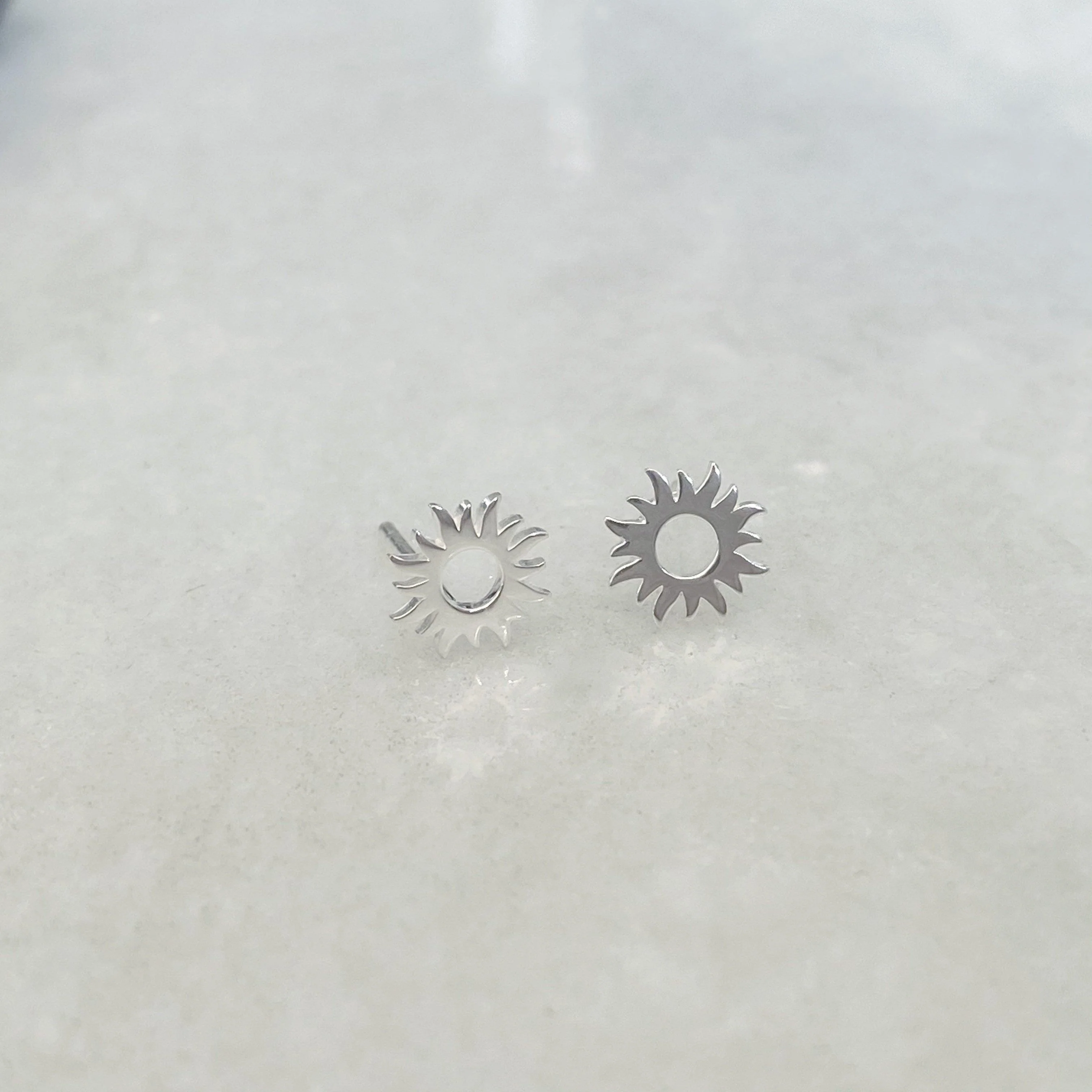 Sunburst Silver Stud Earrings - Image 7