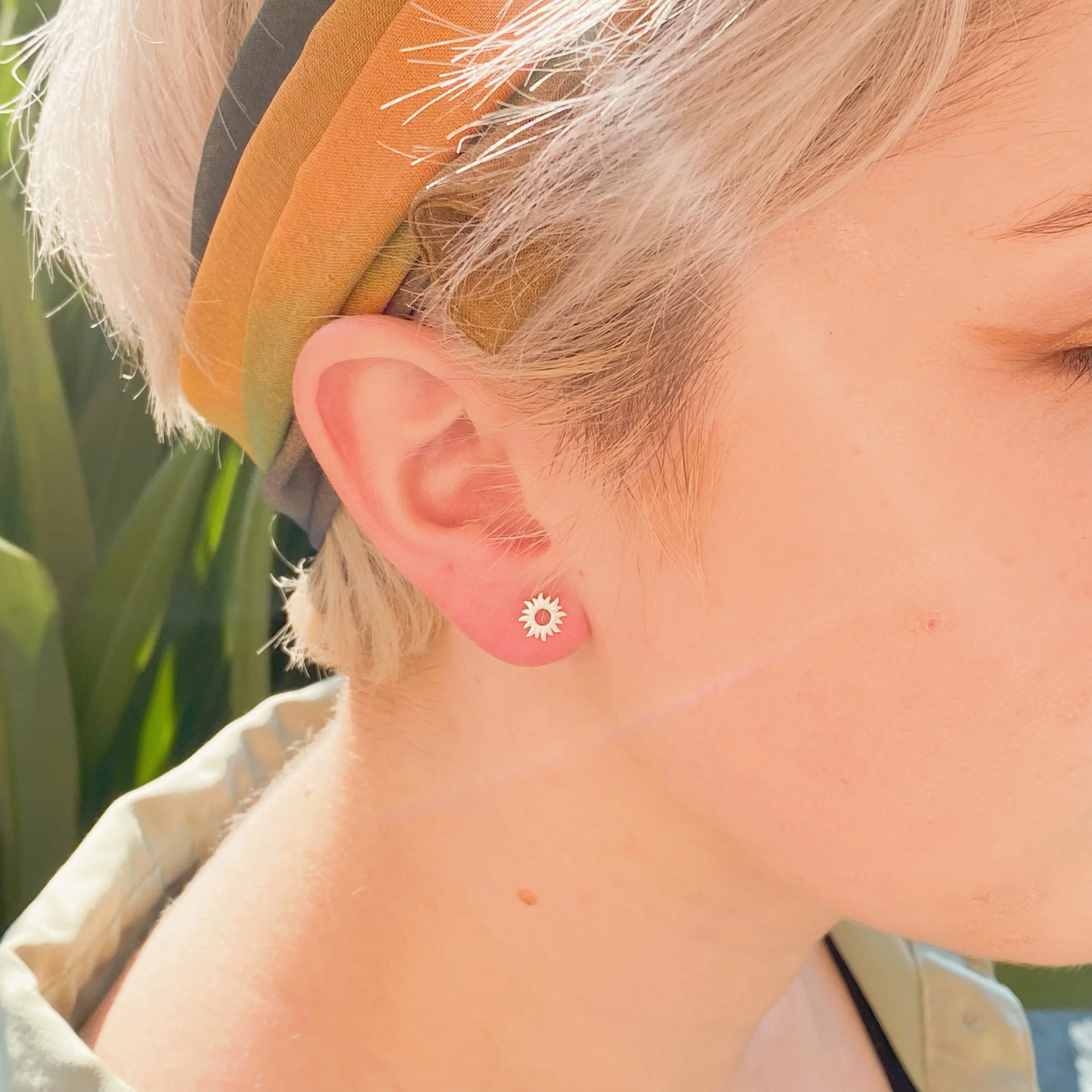 Sunburst Silver Stud Earrings - Image 8