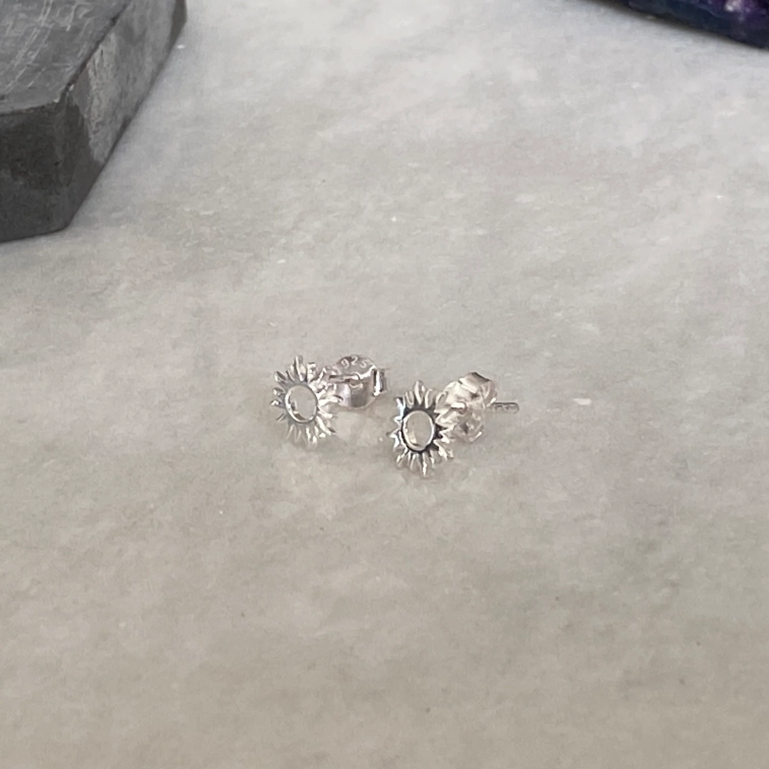 Sunburst Silver Stud Earrings - Image 9