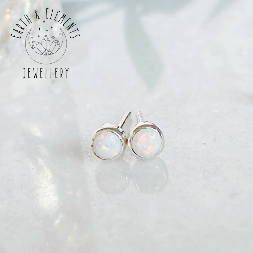 Tiny Opal Stud Earrings - Image 4